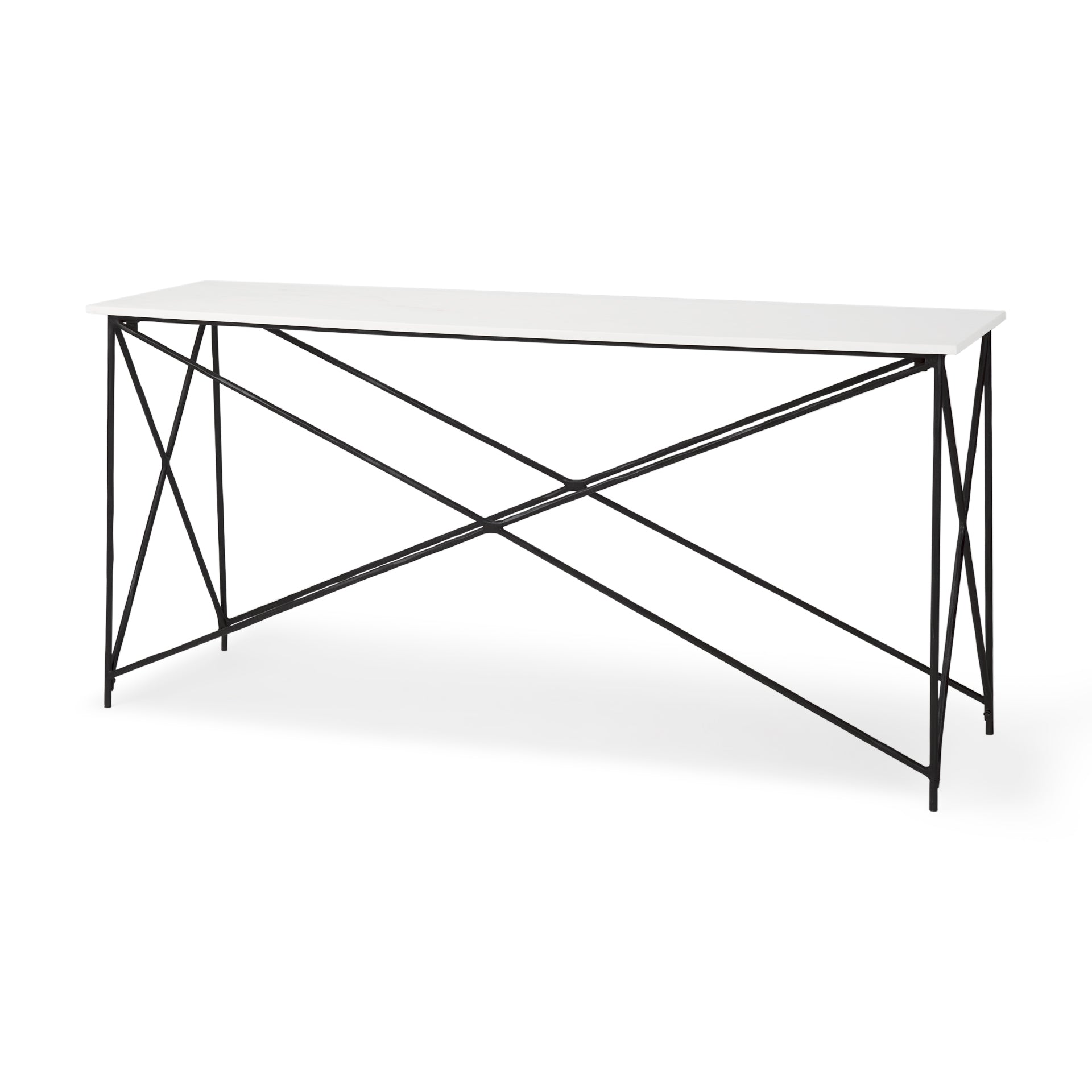 Lorlei Marble Top w/ Gray Iron Base Console Table - Central Designs