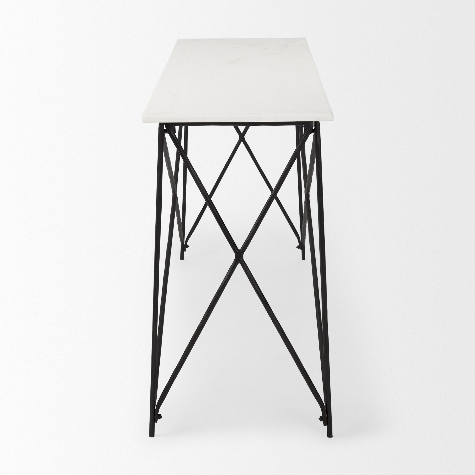 Lorlei Marble Top w/ Gray Iron Base Console Table - Central Designs