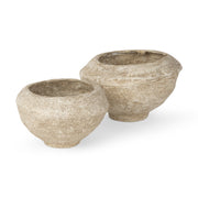 Sonu Set of 2 Beige Paper Mache Half - Pot Bowls - Central Designs