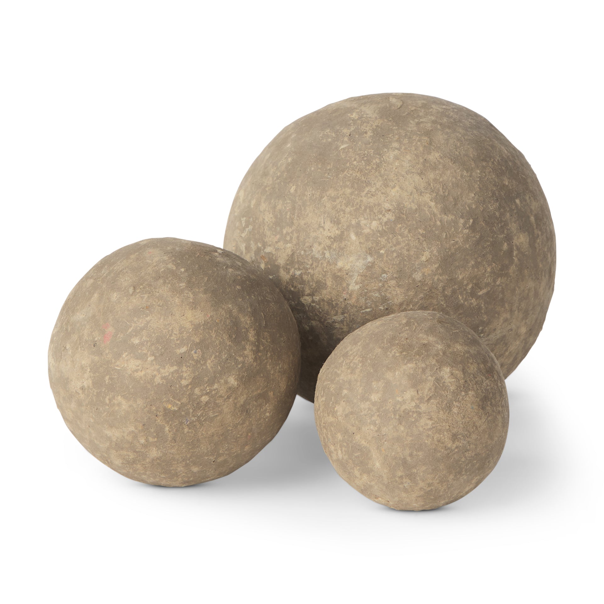 Sunita Set of 3 Gray Paper Mache Orbs - Central Designs