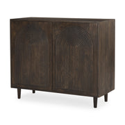 Tucker Dark Brown Wood w/ Carved Arch Pattern 2 Door Cabinet - Central Designs