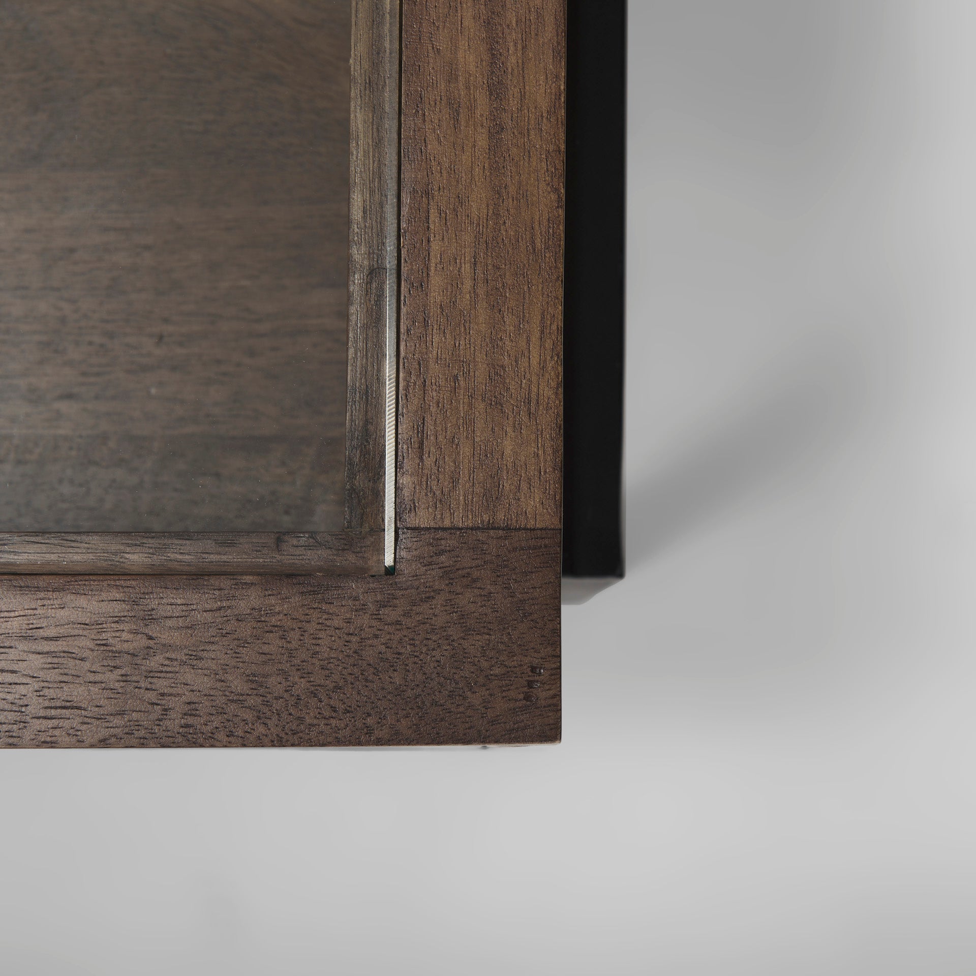 Arelius Rectangular Glass - Top Medium Brown Wood w/ Black Metal Base Display Coffee Table - Central Designs