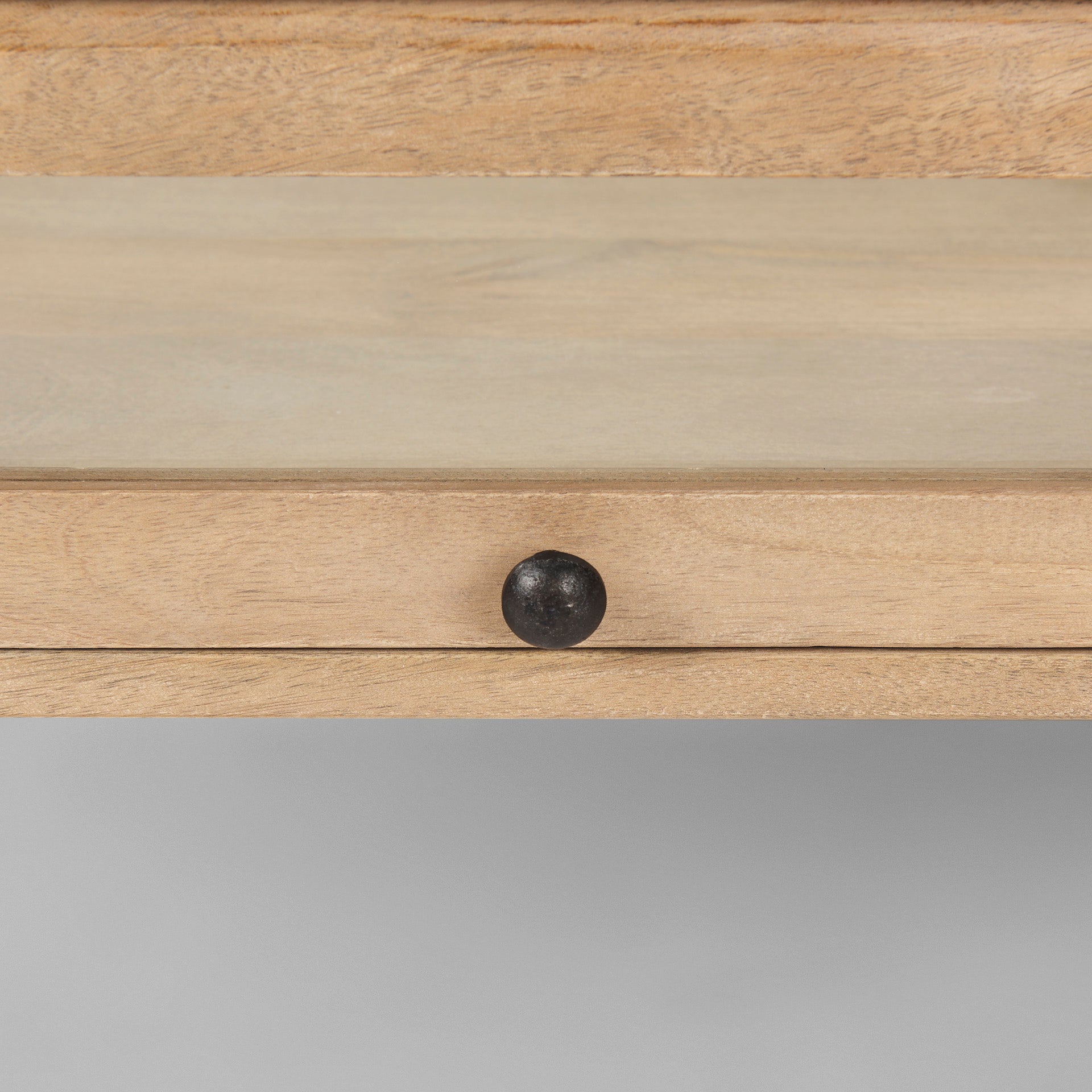 Arelius 42"L Rectangular Light Brown Wood w/ Black Metal Base Display Coffee Table - Central Designs