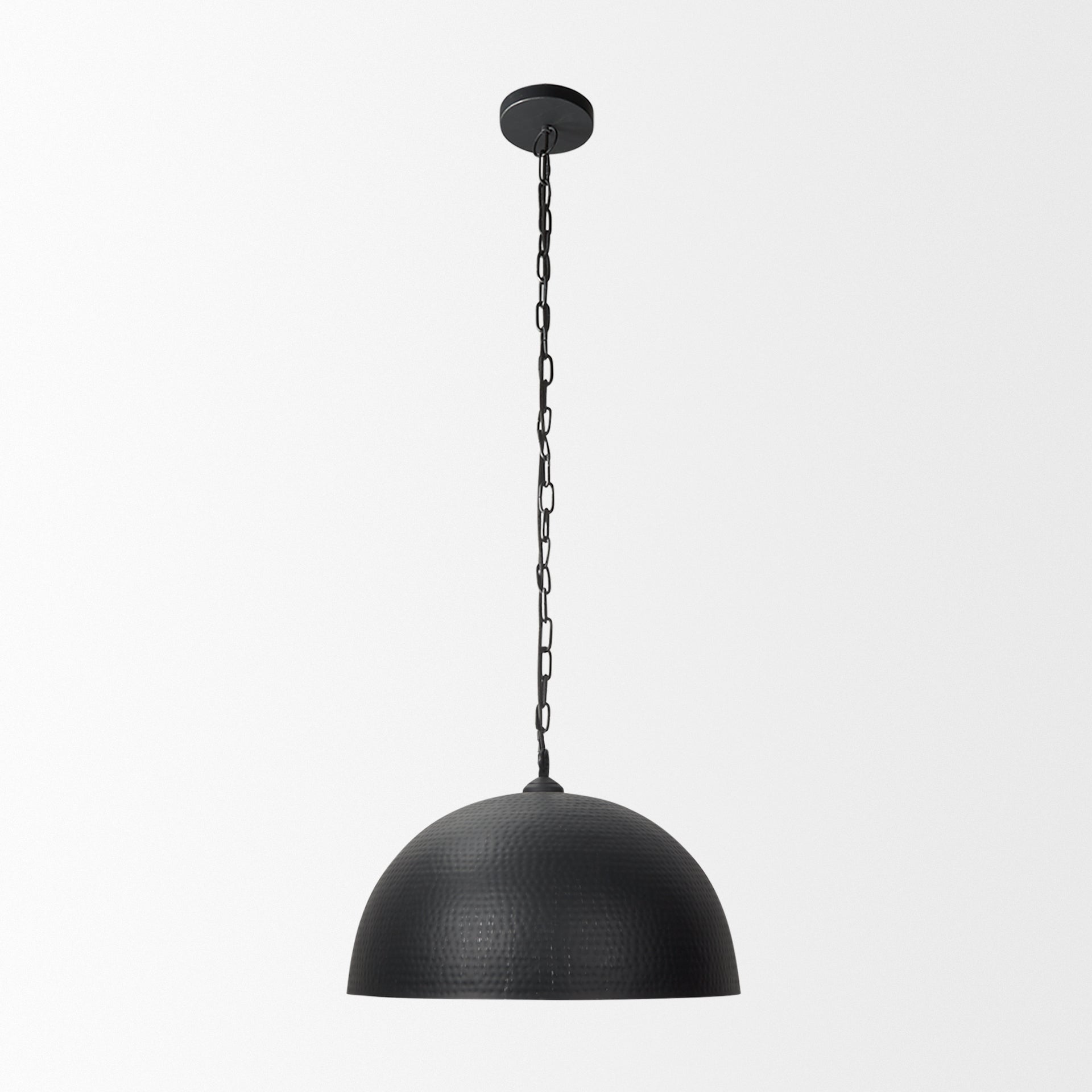 Karina 24" Round Matte Black Hammered Metal Dome Pendant Light - Central Designs