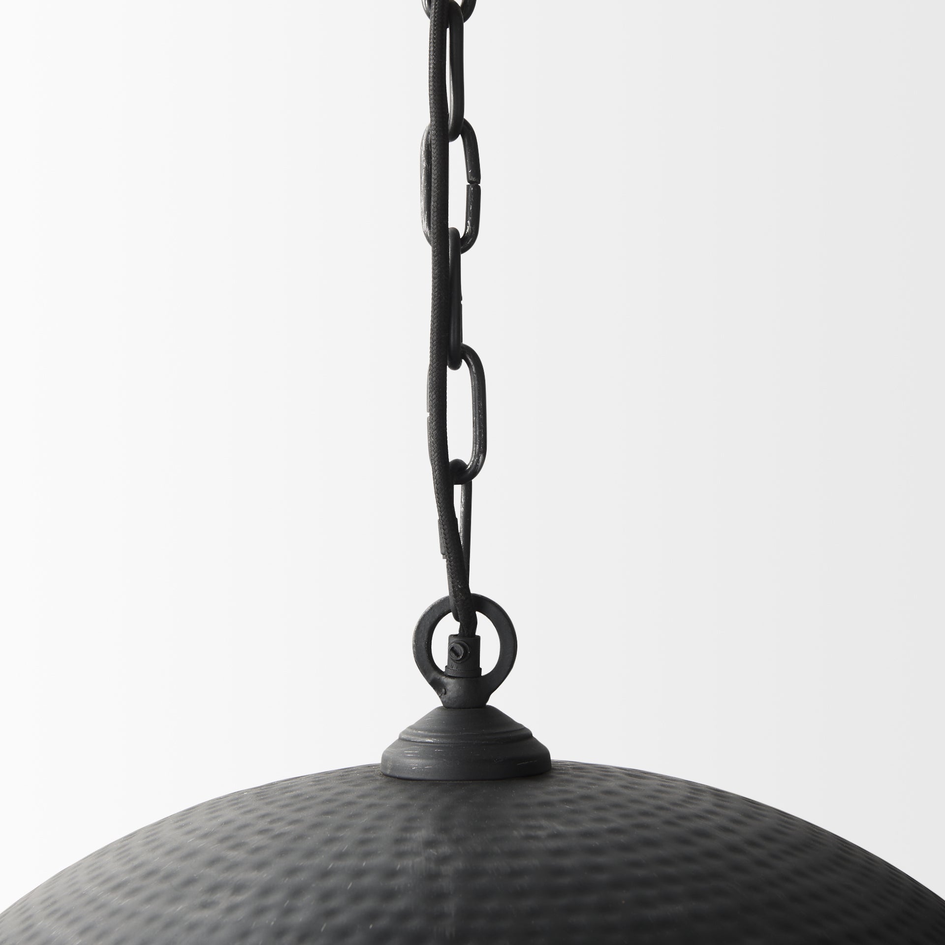 Karina 24" Round Matte Black Hammered Metal Dome Pendant Light - Central Designs