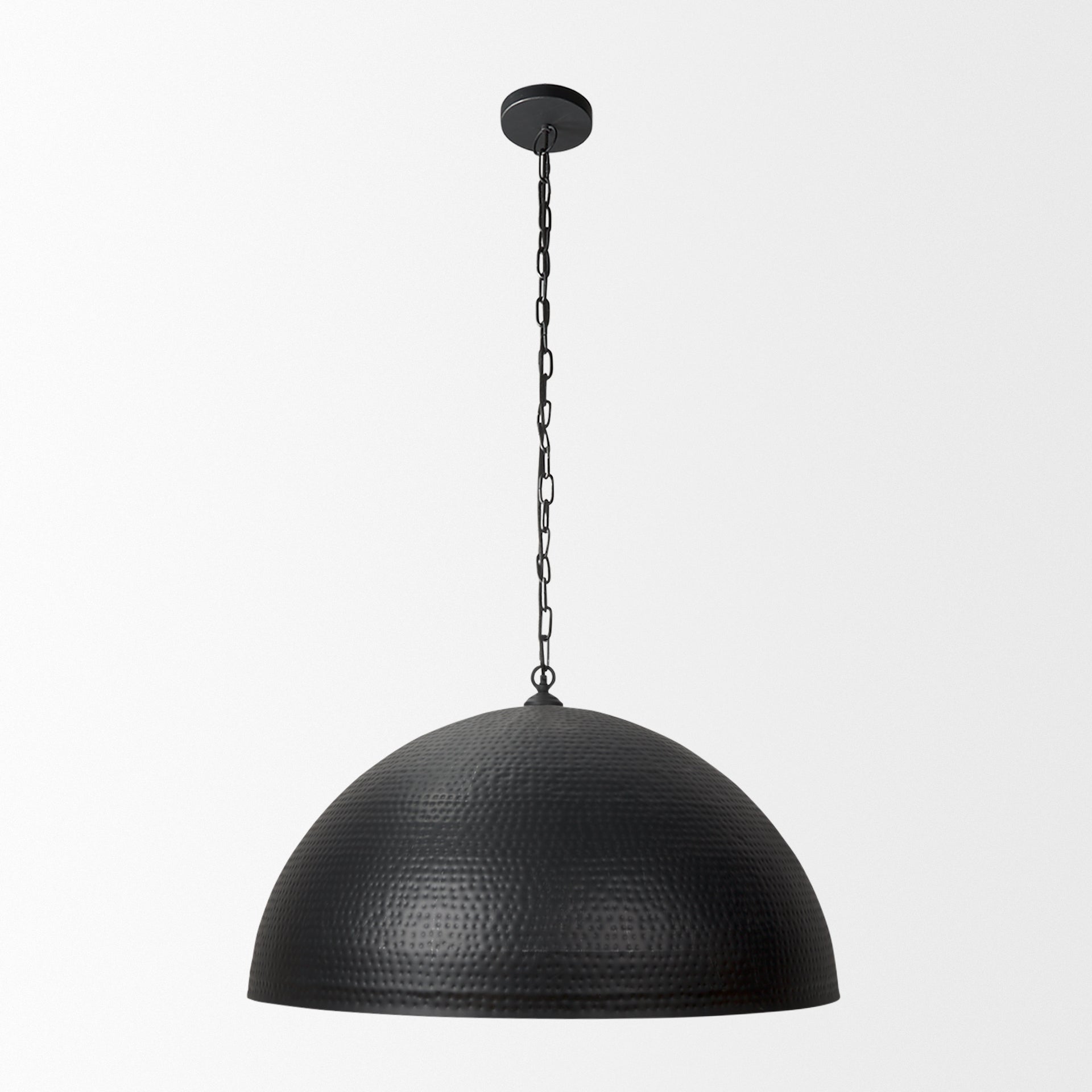 Karina 36" Round Matte Black Hammered Metal Dome Pendant Light - Central Designs