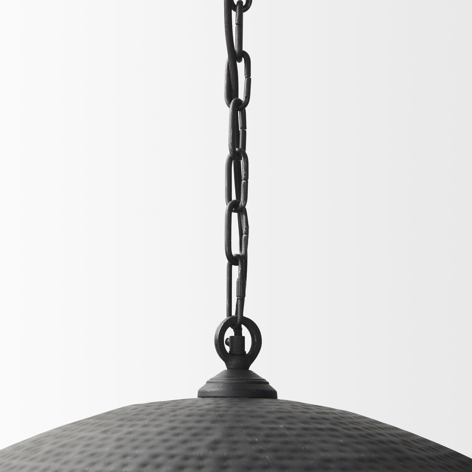 Karina 36" Round Matte Black Hammered Metal Dome Pendant Light - Central Designs