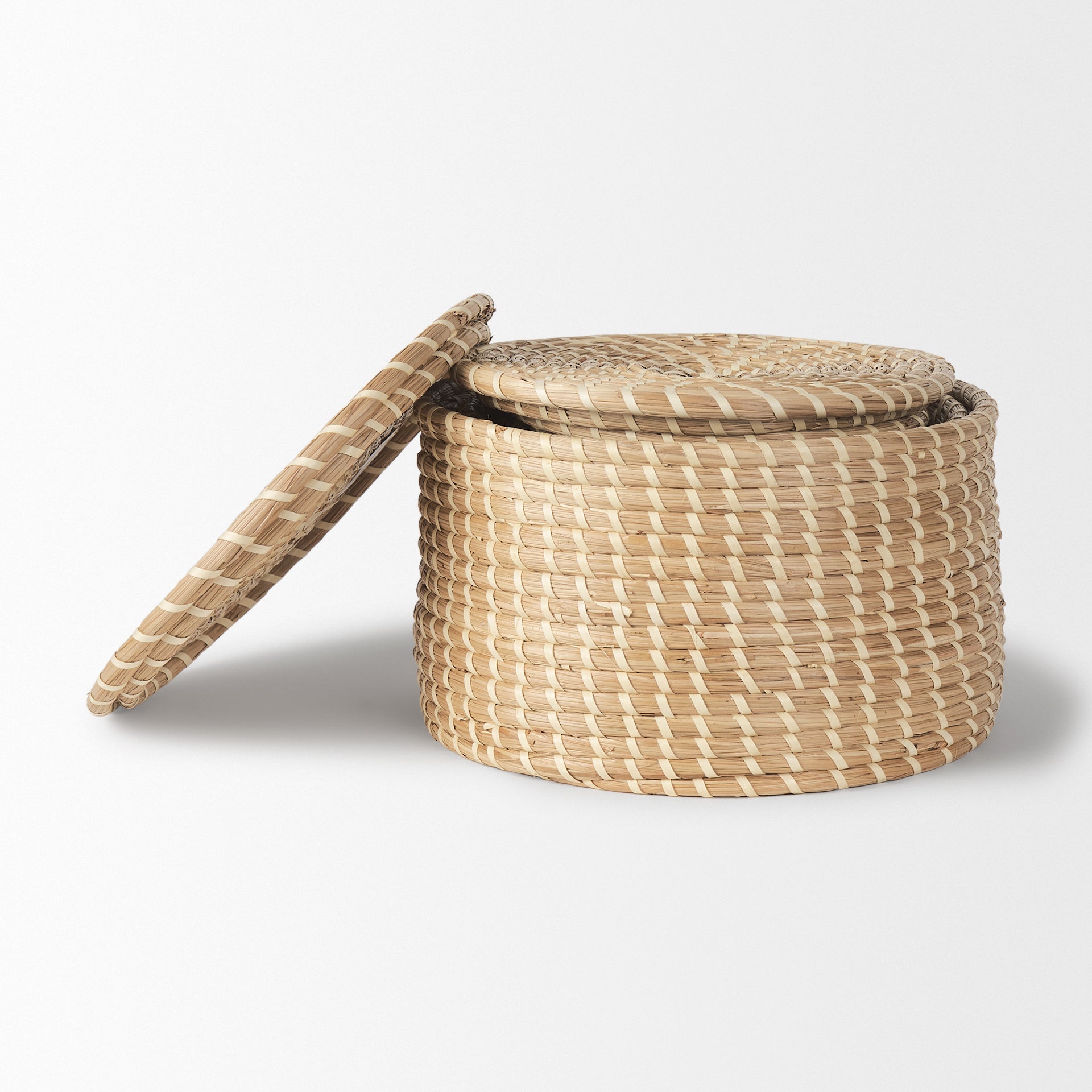 Kailini Set of 3 Nesting Seagrass & Palm Leaf Boxes with Lids - Central Designs