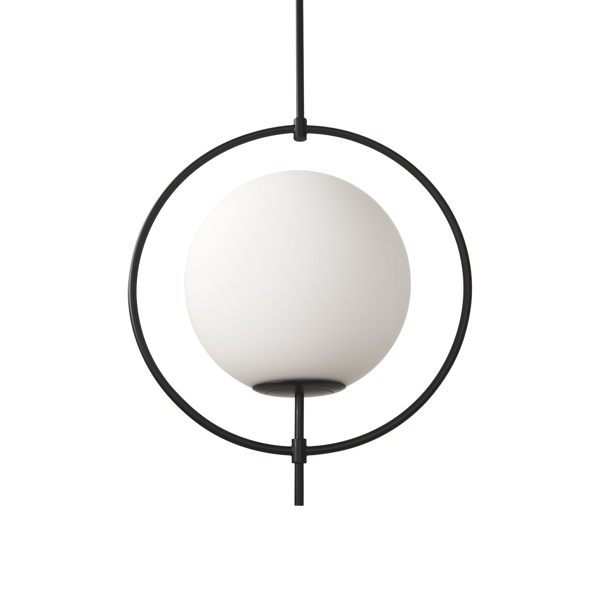 Farrah Frosted Glass Globe set in Matte Black Metal Pendant Ceiling Light - Central Designs