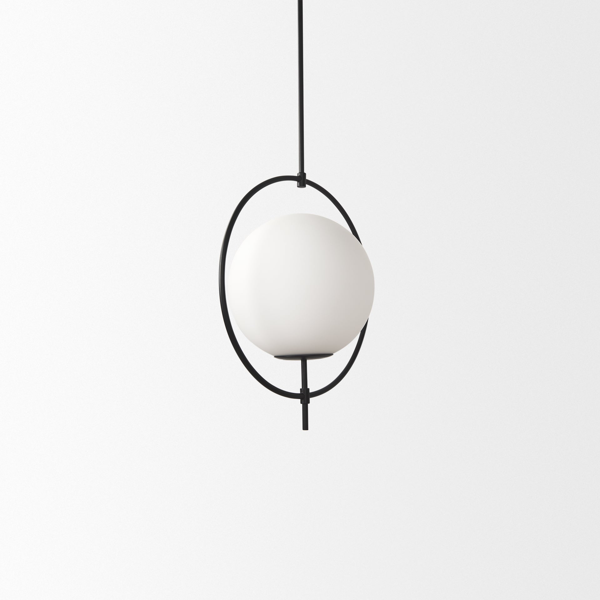Farrah Frosted Glass Globe set in Matte Black Metal Pendant Ceiling Light - Central Designs