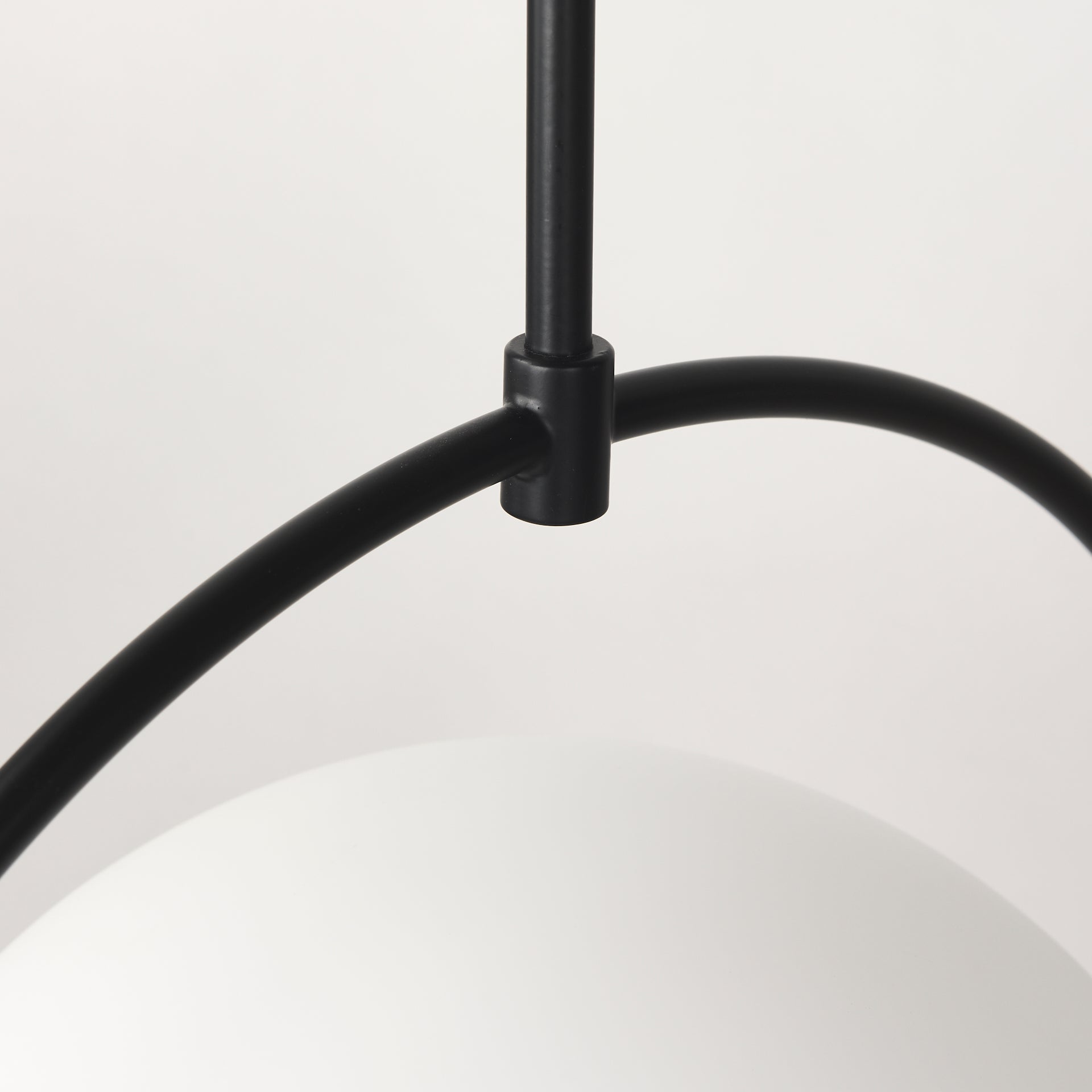 Farrah Frosted Glass Globe set in Matte Black Metal Pendant Ceiling Light - Central Designs