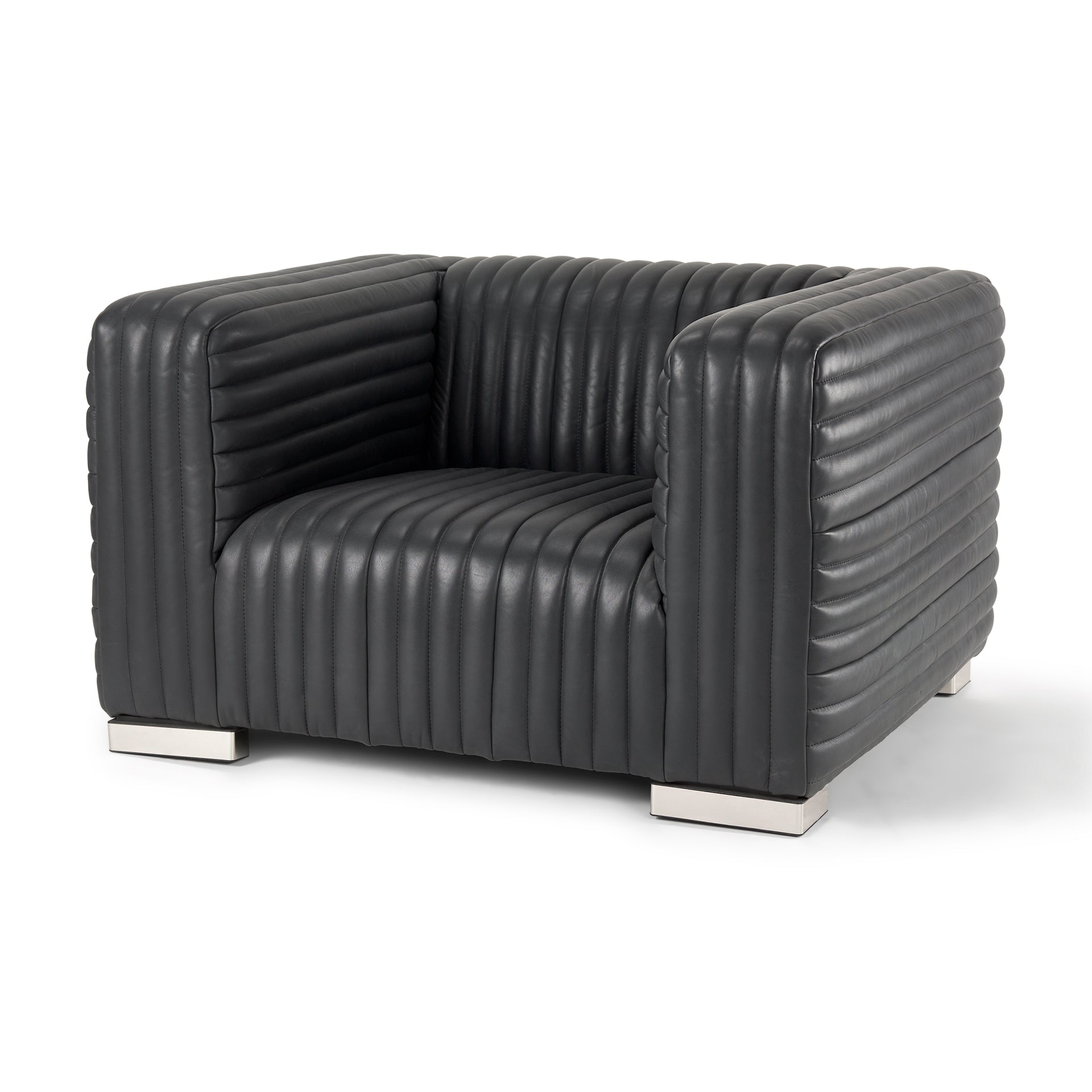 Ricciardo Black Leather Upholstered Arm Chair - Central Designs