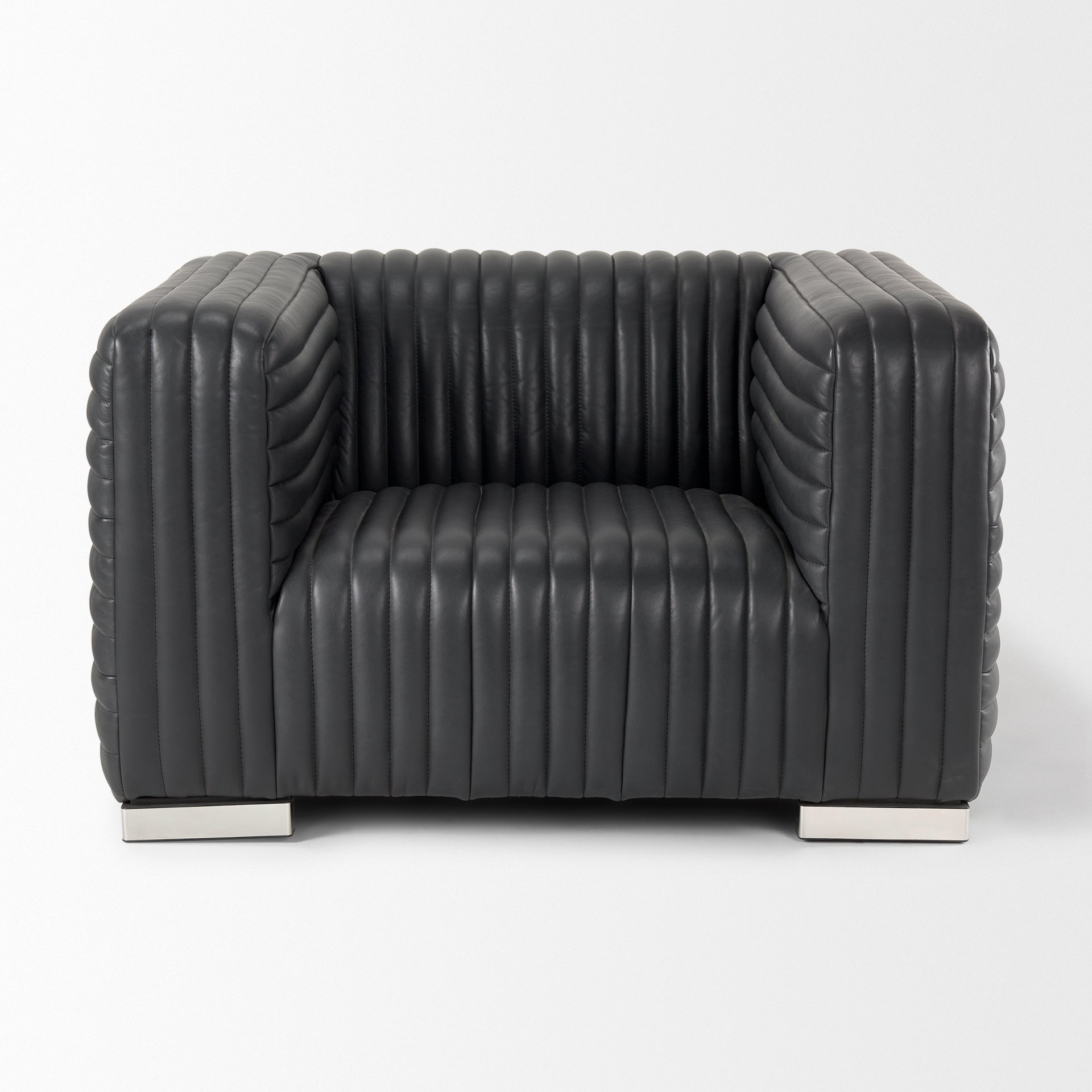 Ricciardo Black Leather Upholstered Arm Chair - Central Designs