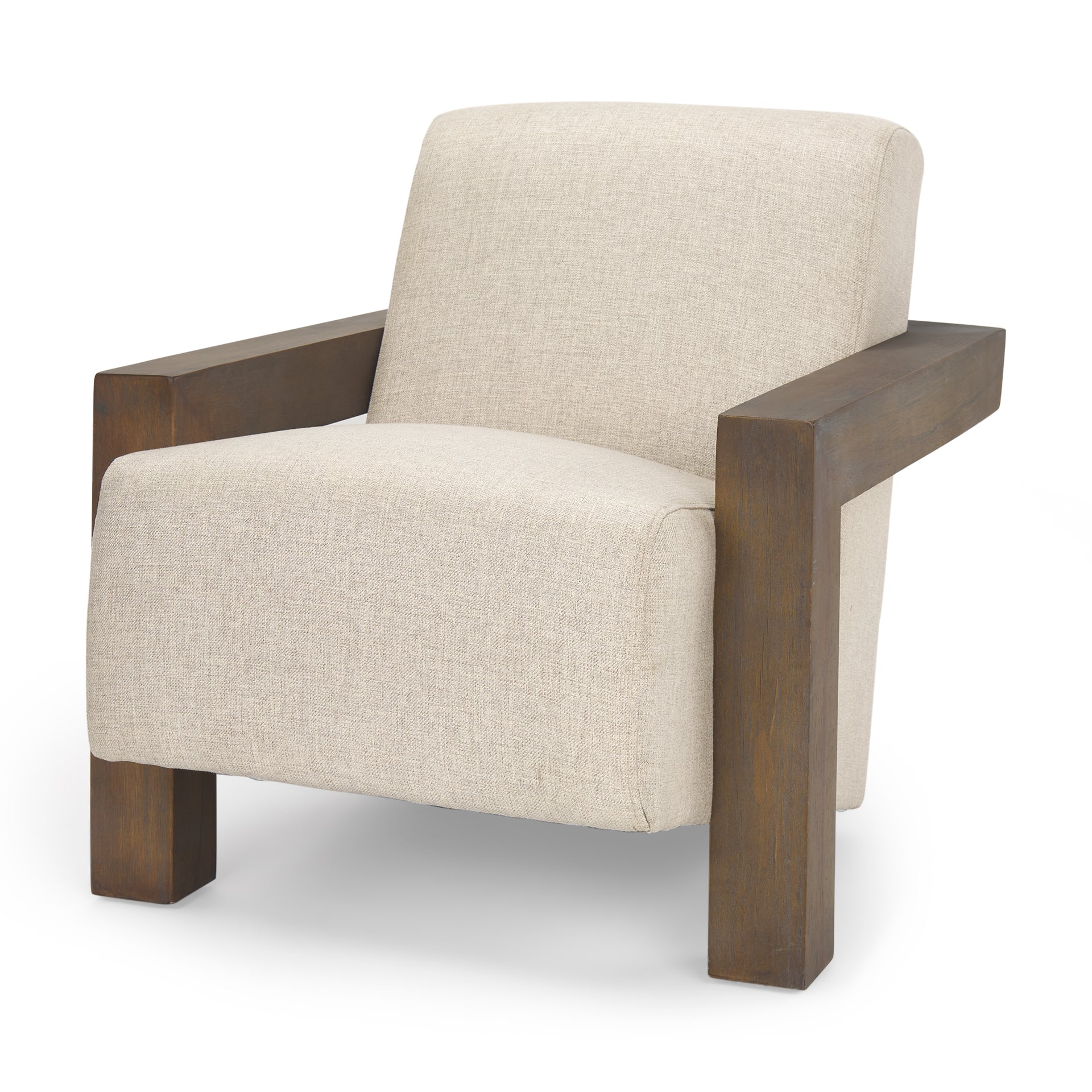 Sovereign Oatmeal Fabric Upholstered w/ Solid Wood Frame Accent Chair - Central Designs