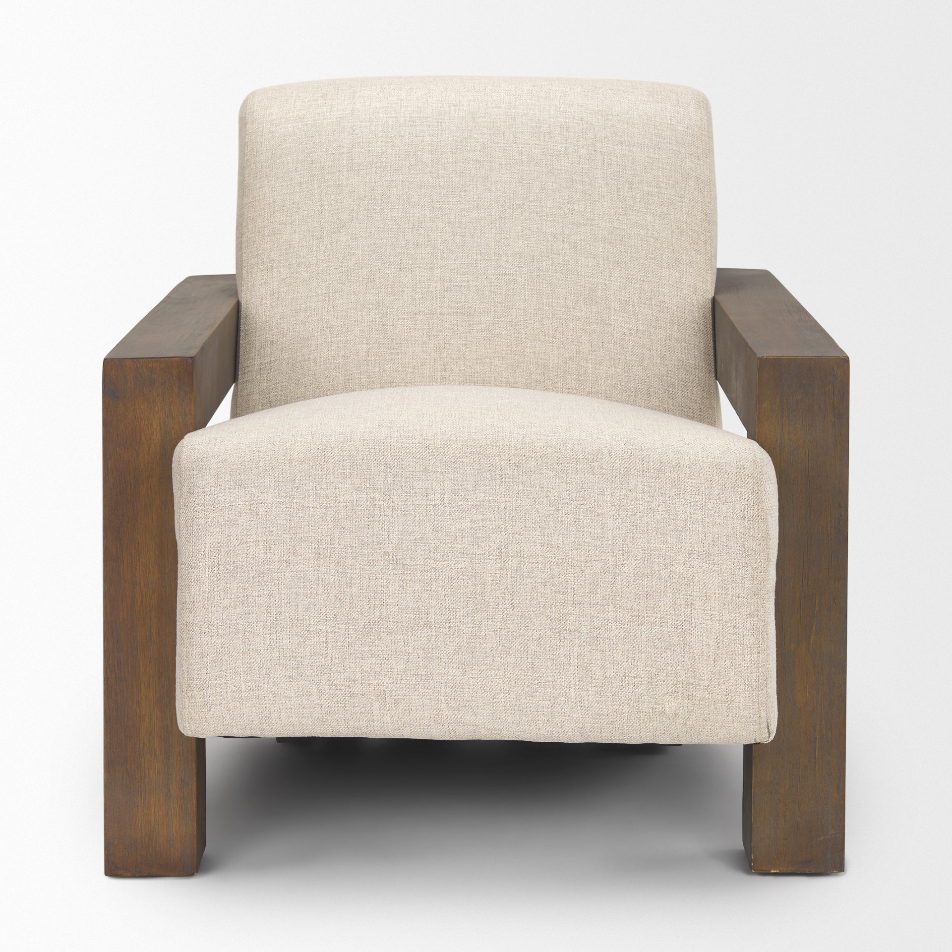 Sovereign Oatmeal Fabric Upholstered w/ Solid Wood Frame Accent Chair - Central Designs