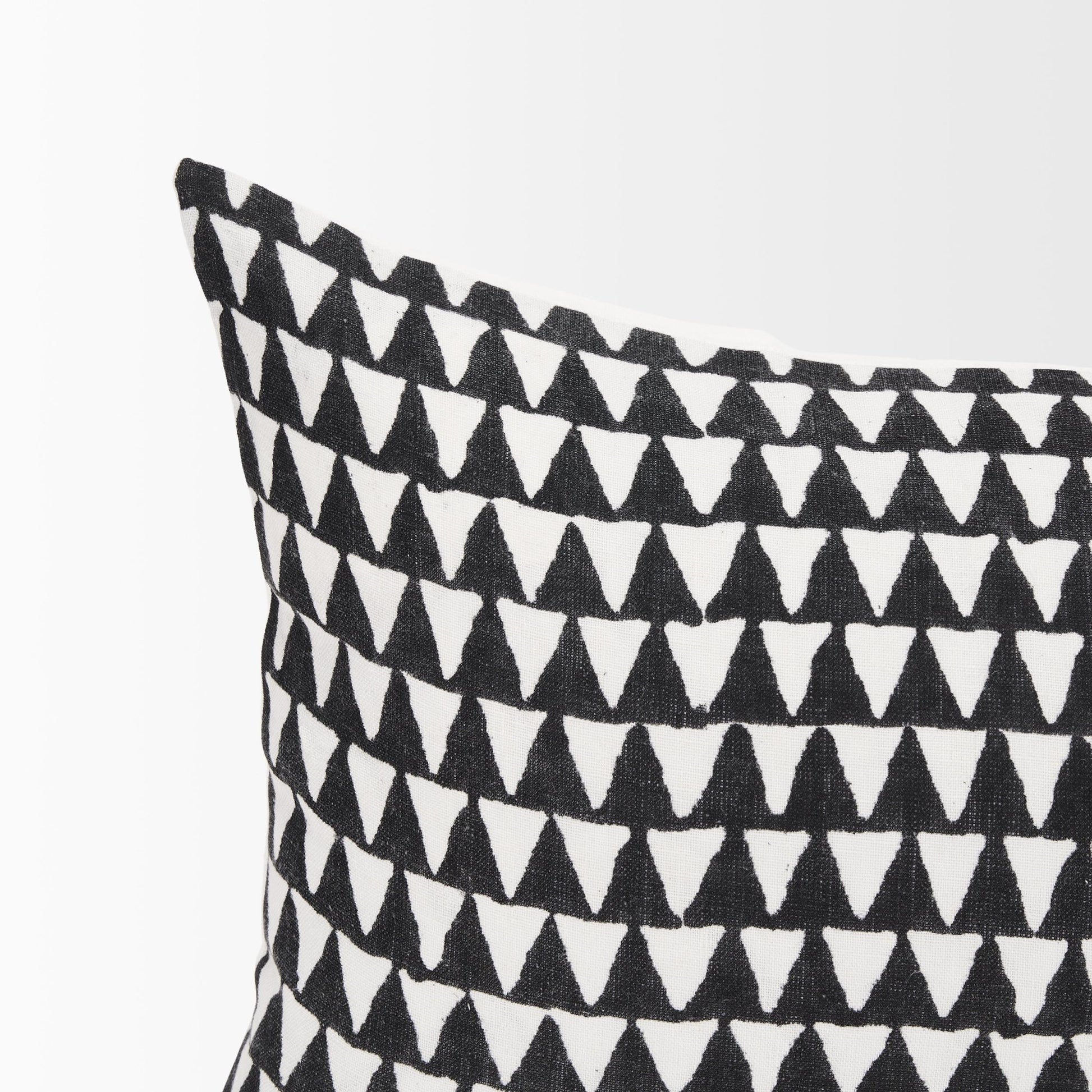 Jolie Cream w/ Black Print Linen Lumbar Decorative Pillow Cover - Central Designs