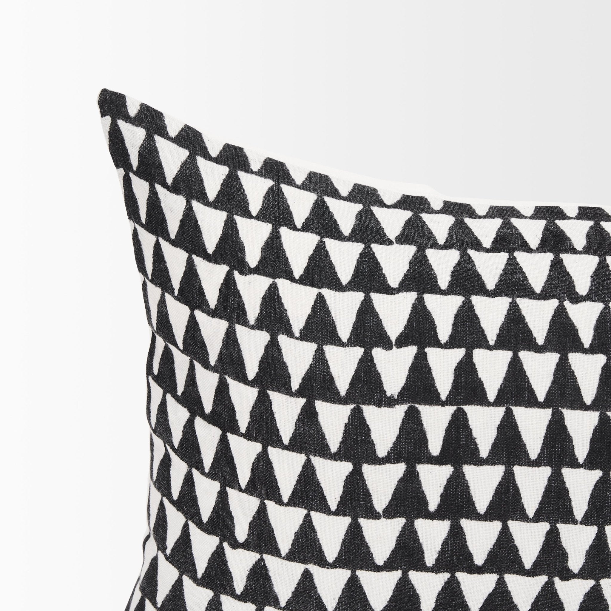 Jolie Cream w/ Black Print Linen Lumbar Decorative Pillow Cover - Central Designs