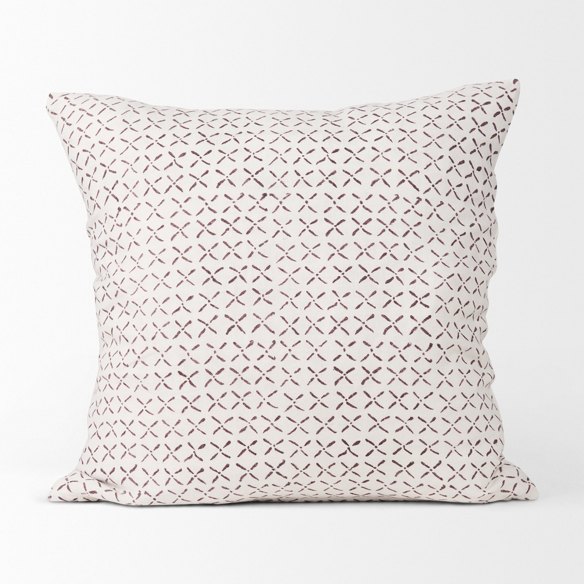 Jayden Cream w/ Merlot Print Linen Square Decorative Pillow Cover - Central Designs