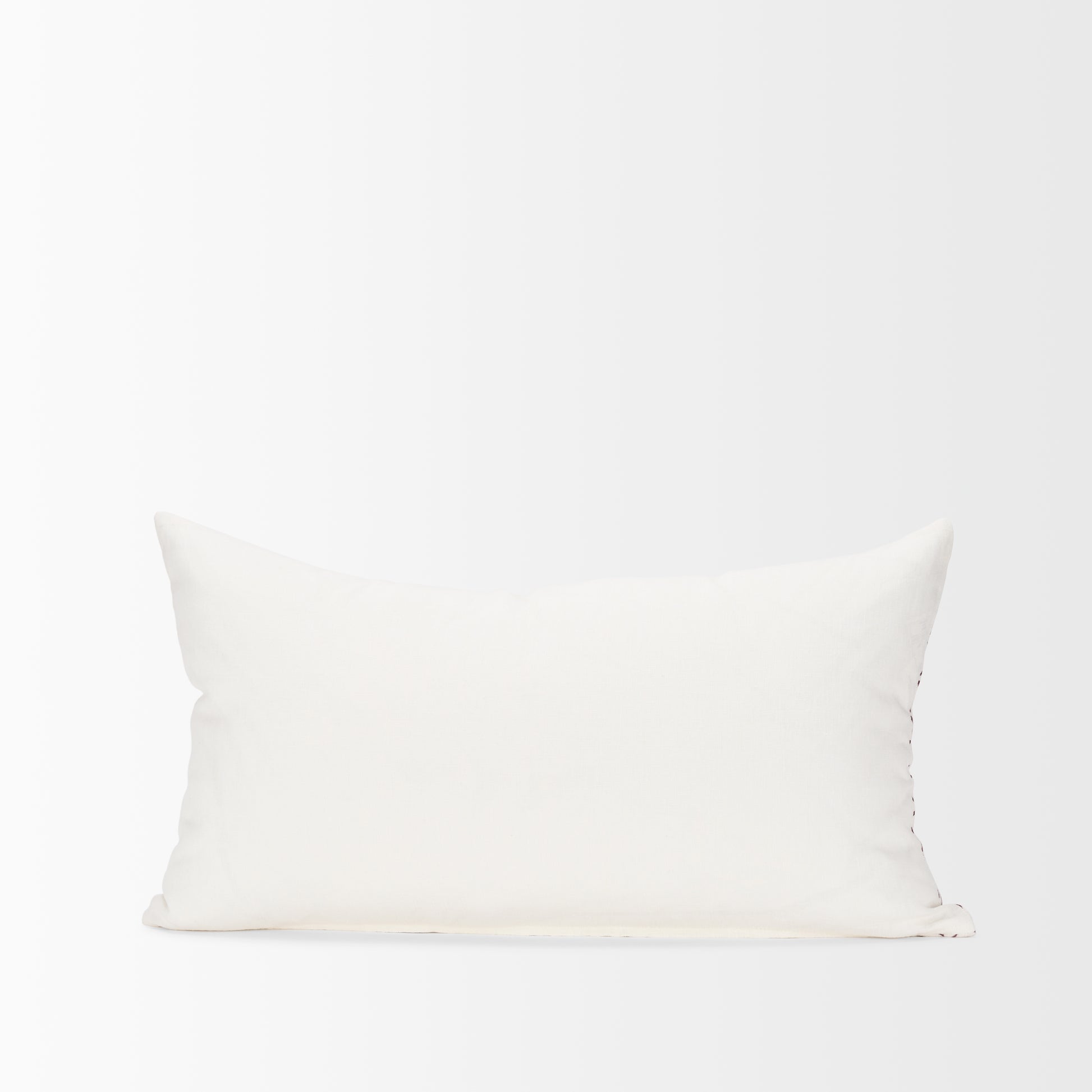 Jayden Cream w/ Merlot Print Linen Lumbar Decorative Pillow Cover - Central Designs