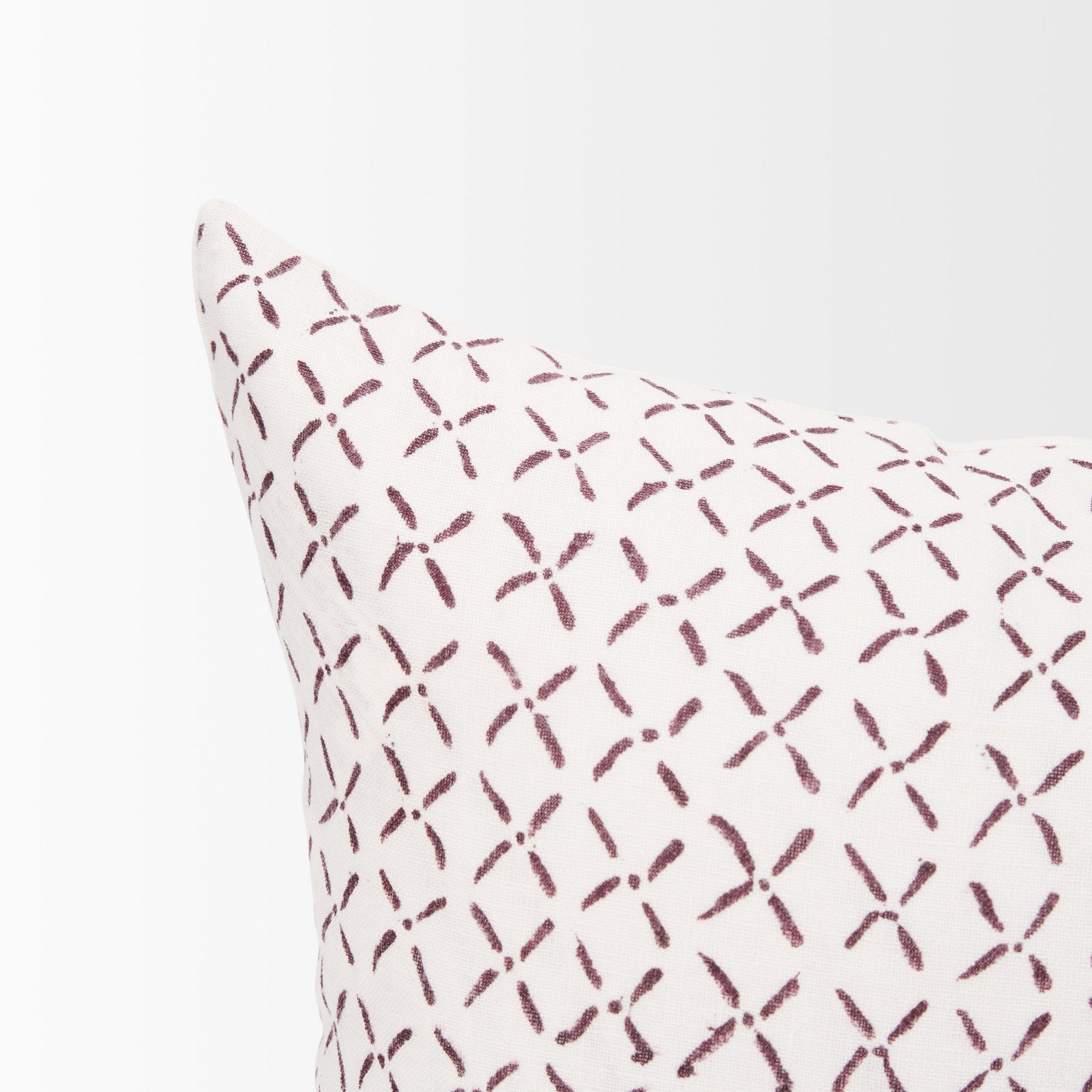 Jayden Cream w/ Merlot Print Linen Lumbar Decorative Pillow Cover - Central Designs