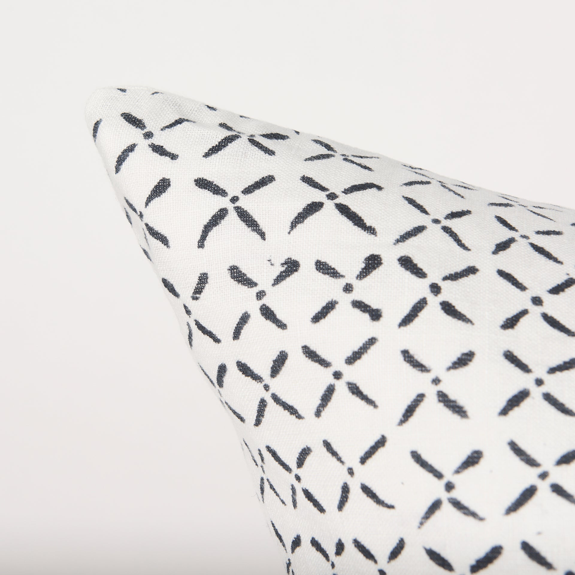 Jayden Cream w/ Black Print Linen Square Decorative Pillow Cover - Central Designs