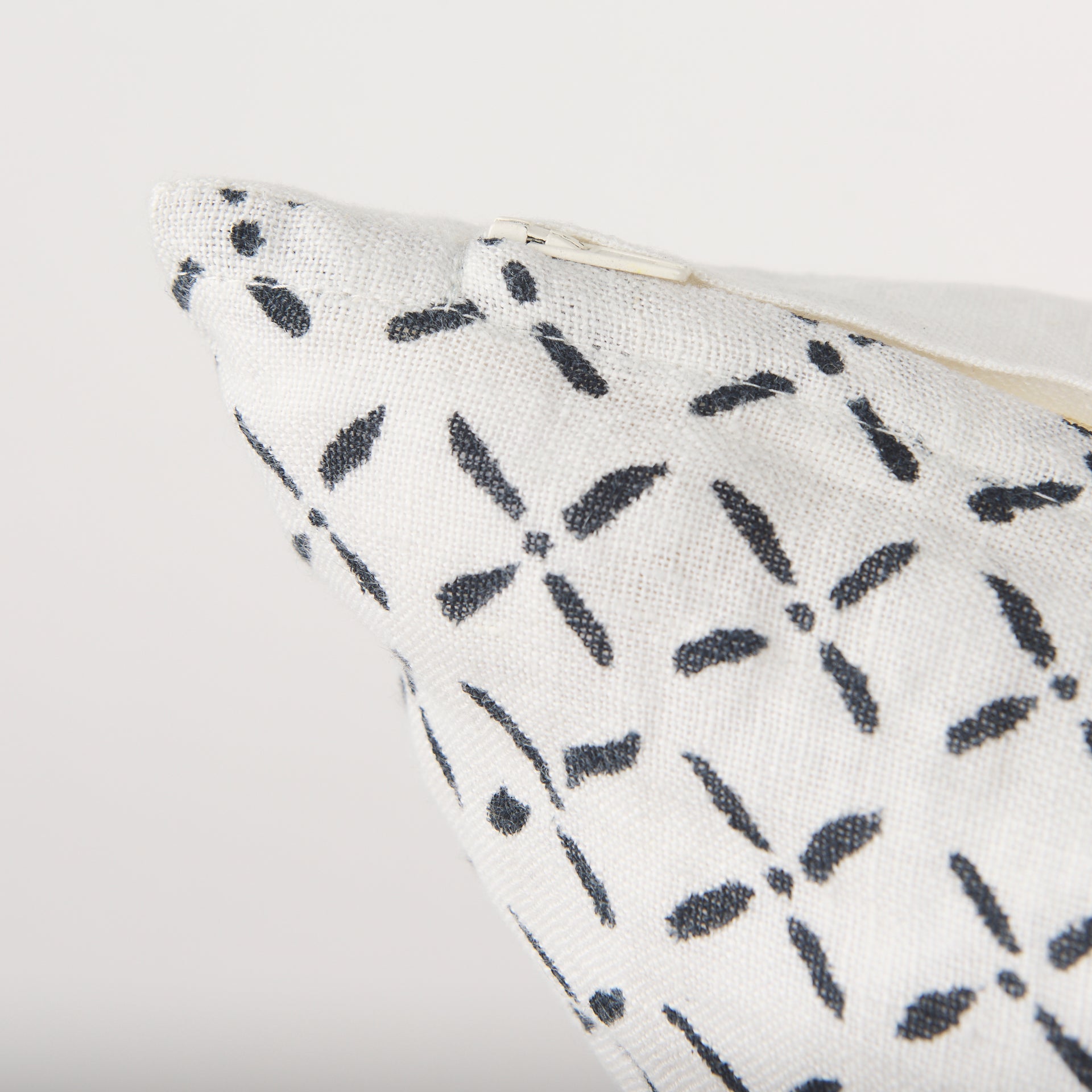 Jayden Cream w/ Black Print Linen Square Decorative Pillow Cover - Central Designs