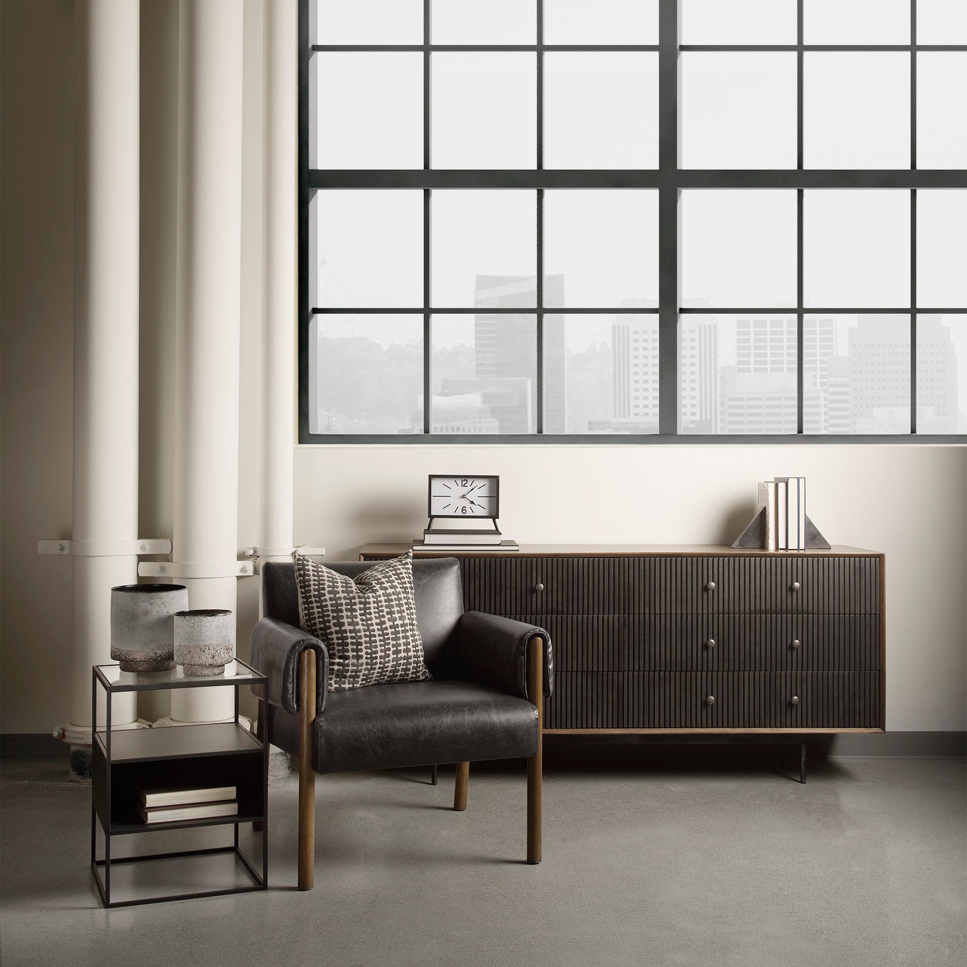 Grace 70Wx18.5Lx31.25H Two - Tone Brown Solid Wood 6 Drawer Sideboard - Central Designs