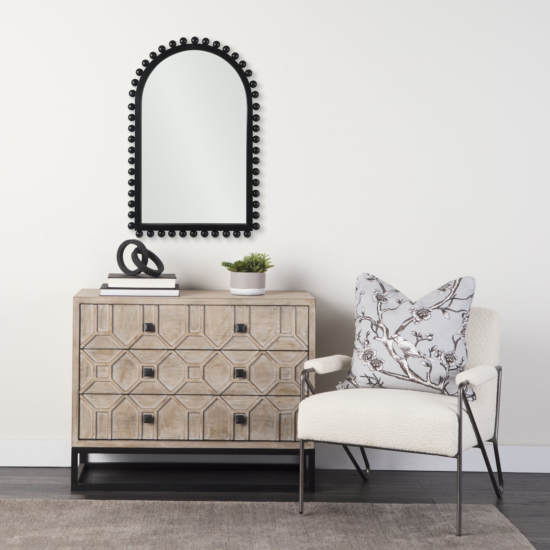 Leeds 23L x 35H Black Wood Arch Frame Mirror - Central Designs