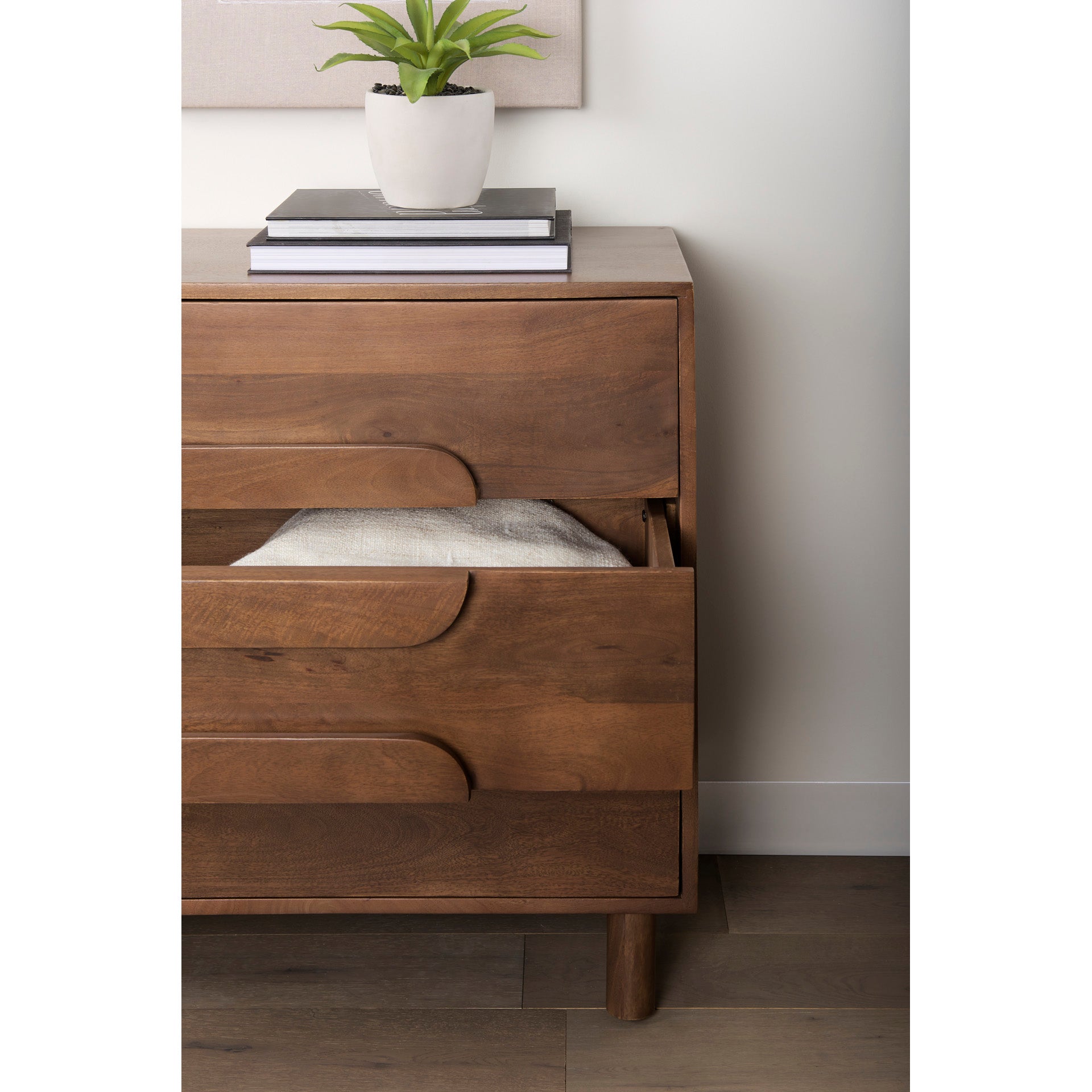 Astrid 36L x 17W x 30.3H Medium Brown Solid Wood 3 Drawer Cabinet - Central Designs