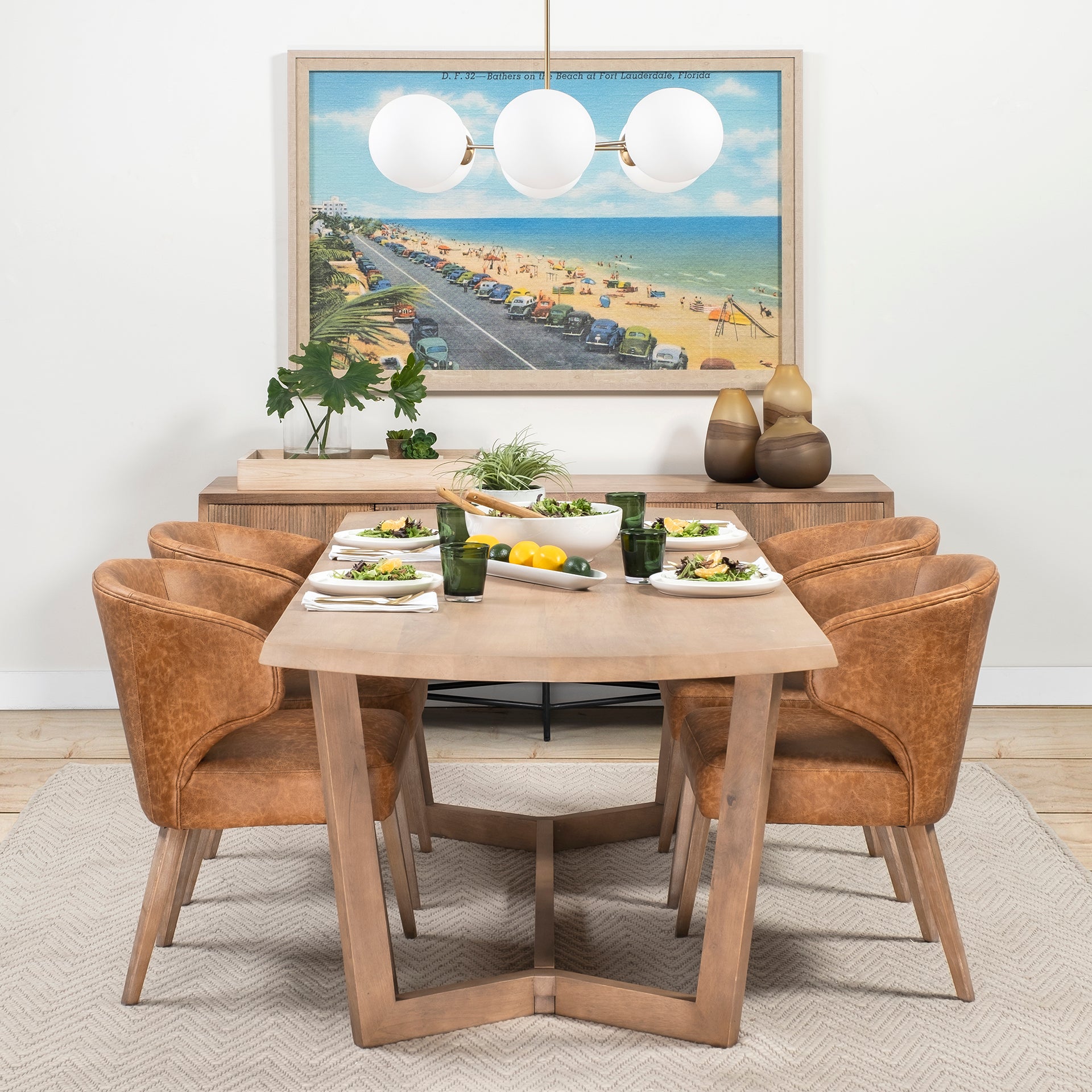 Denver 91.5x38 Rectangular Brown Solid Wood Top & Base Dining Table - Central Designs