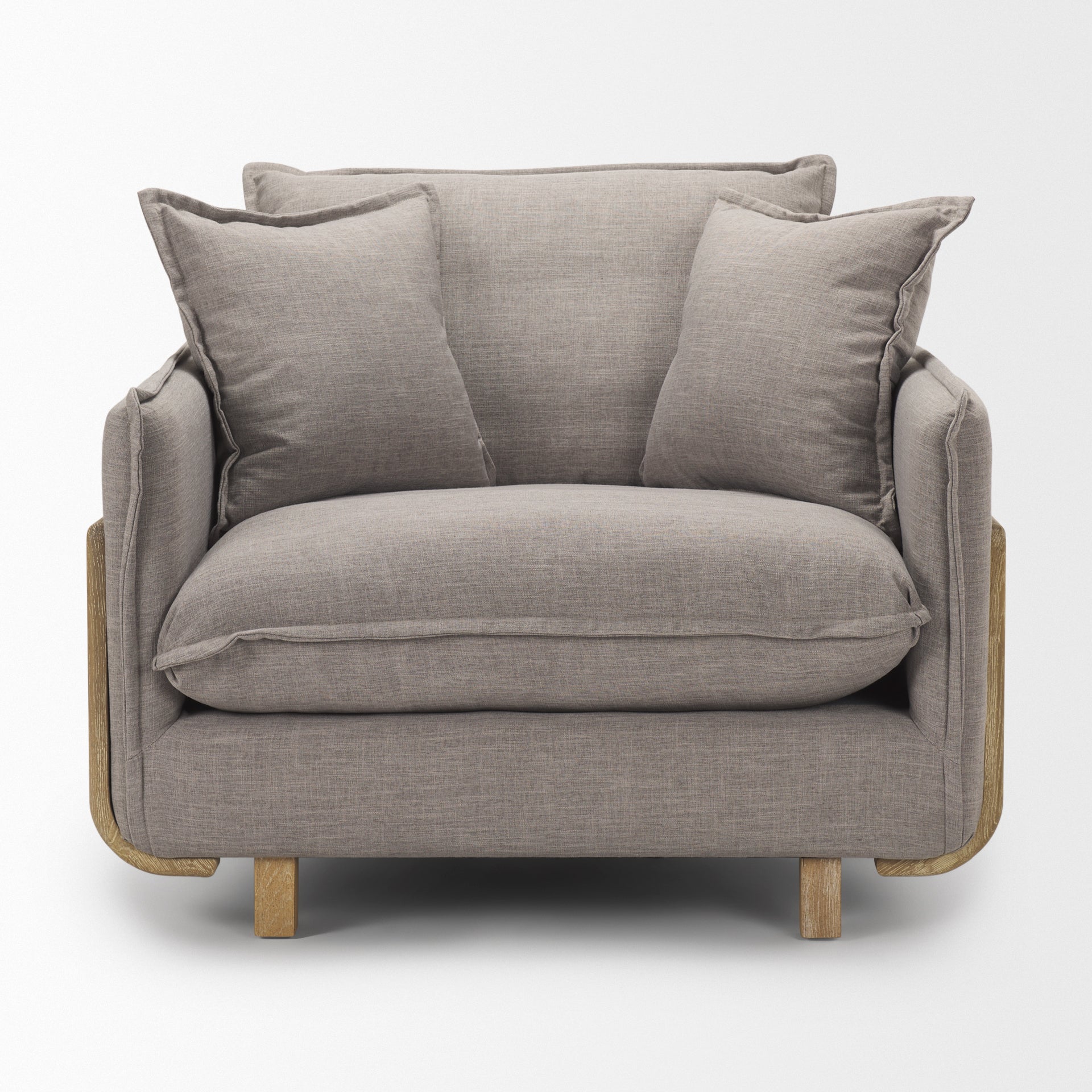 Roy II Flint Gray Upholstered and Brown Wood Frame Arm Chair