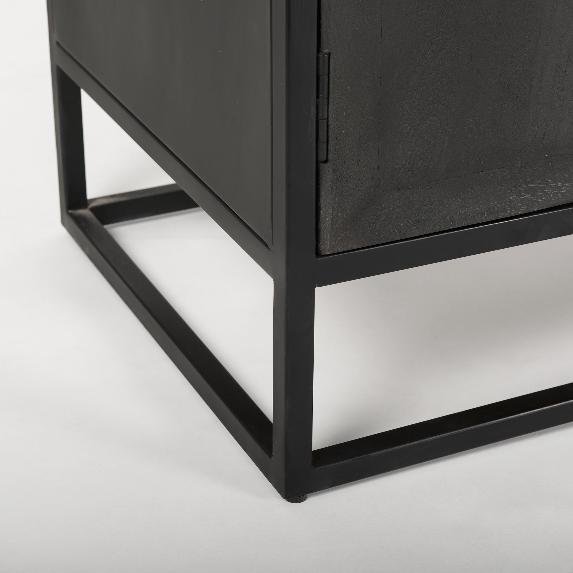 Sloan 85.5H Black Wood W/Black Metal Frame Arch Cabinet - Central Designs