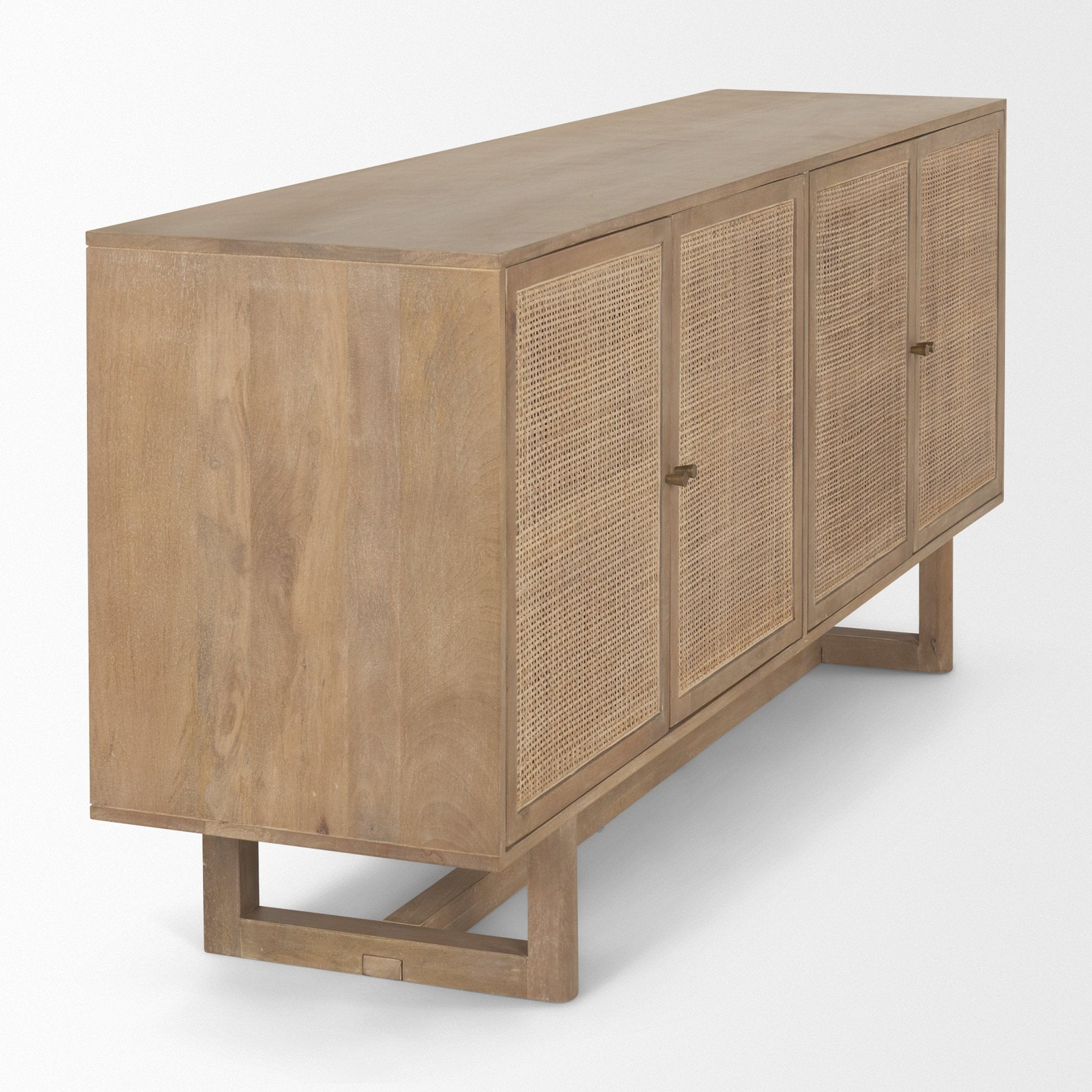 Grier 72.0L x 18.75W x 31.5H Light Brown Solid Wood W/Cane Sideboard - Central Designs