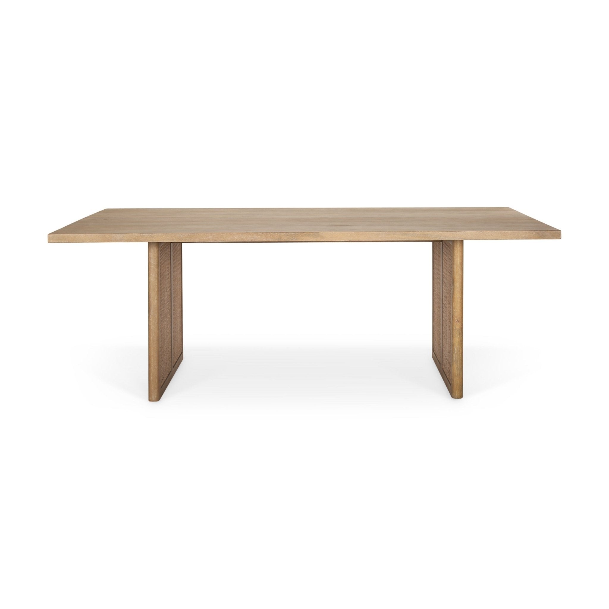 Grier 84" Light Brown Wood w/ Cane Dining Table - Central Designs