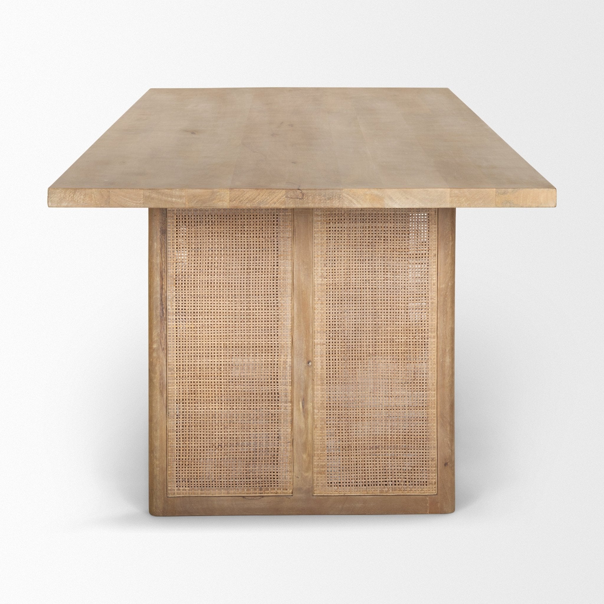 Grier 84" Light Brown Wood w/ Cane Dining Table - Central Designs