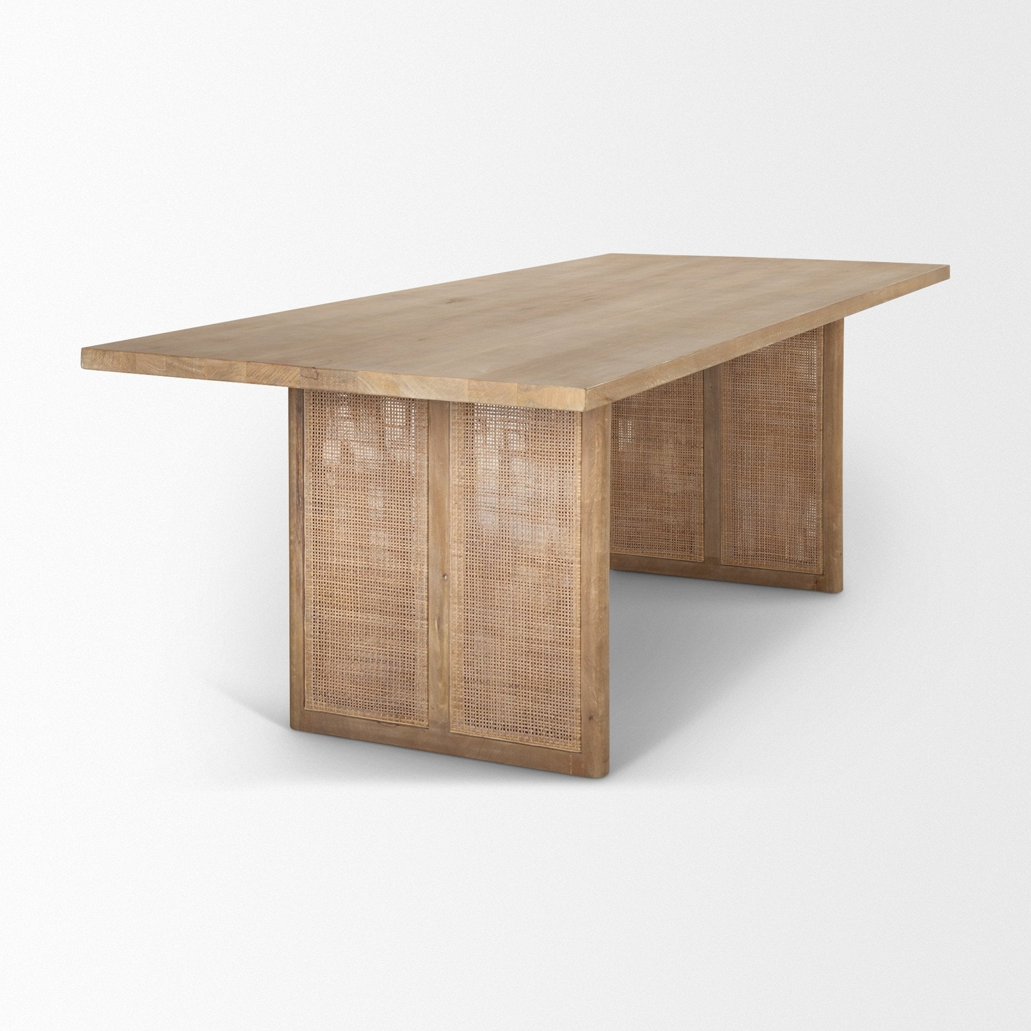Grier 84" Light Brown Wood w/ Cane Dining Table - Central Designs
