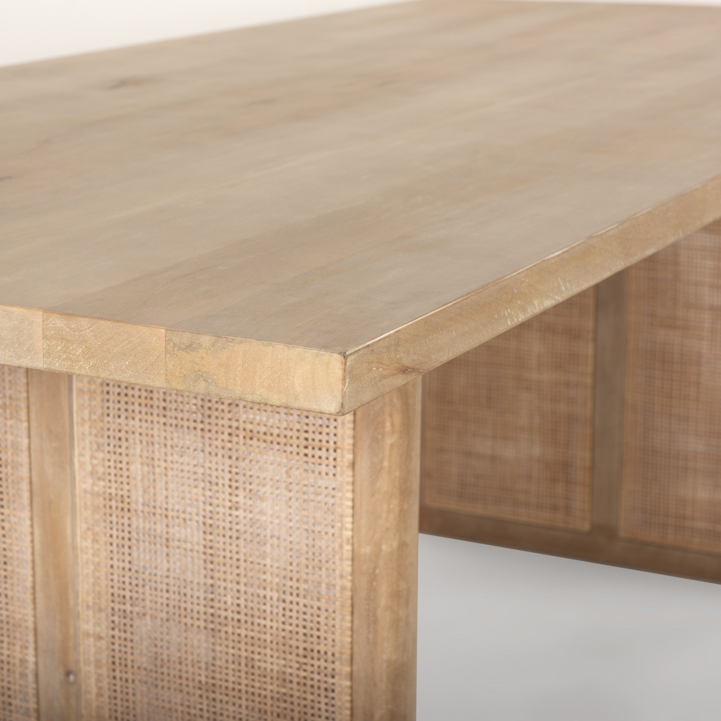 Grier 84" Light Brown Wood w/ Cane Dining Table