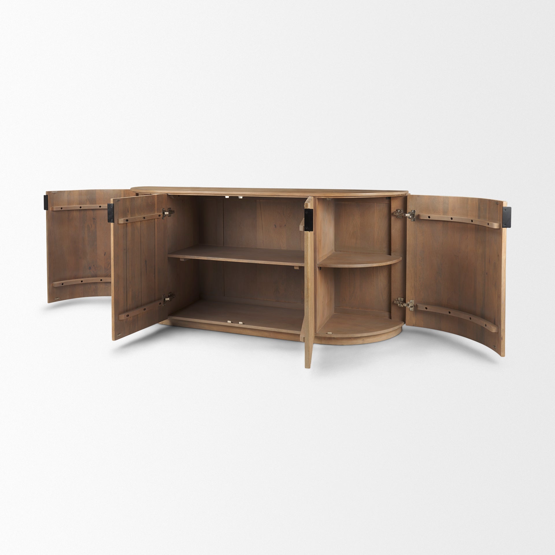 Terra Light Brown Wood Fluted Sideboard - Central Designs