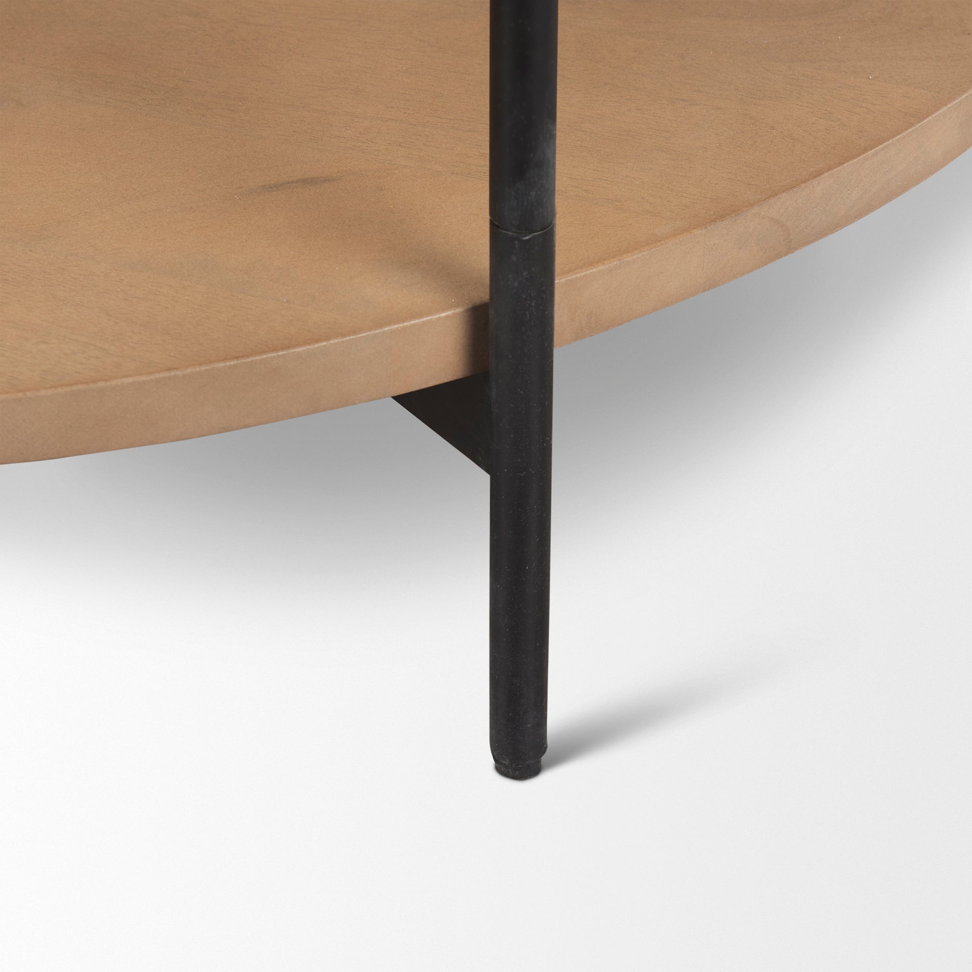 Larkin Marble Top w/ Brown Wood Shelf Round Coffee Table - Central Designs