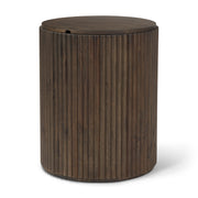 Terra 18L x 18W x 22H Dark Brown Wood Fluted Round Side Table - Central Designs