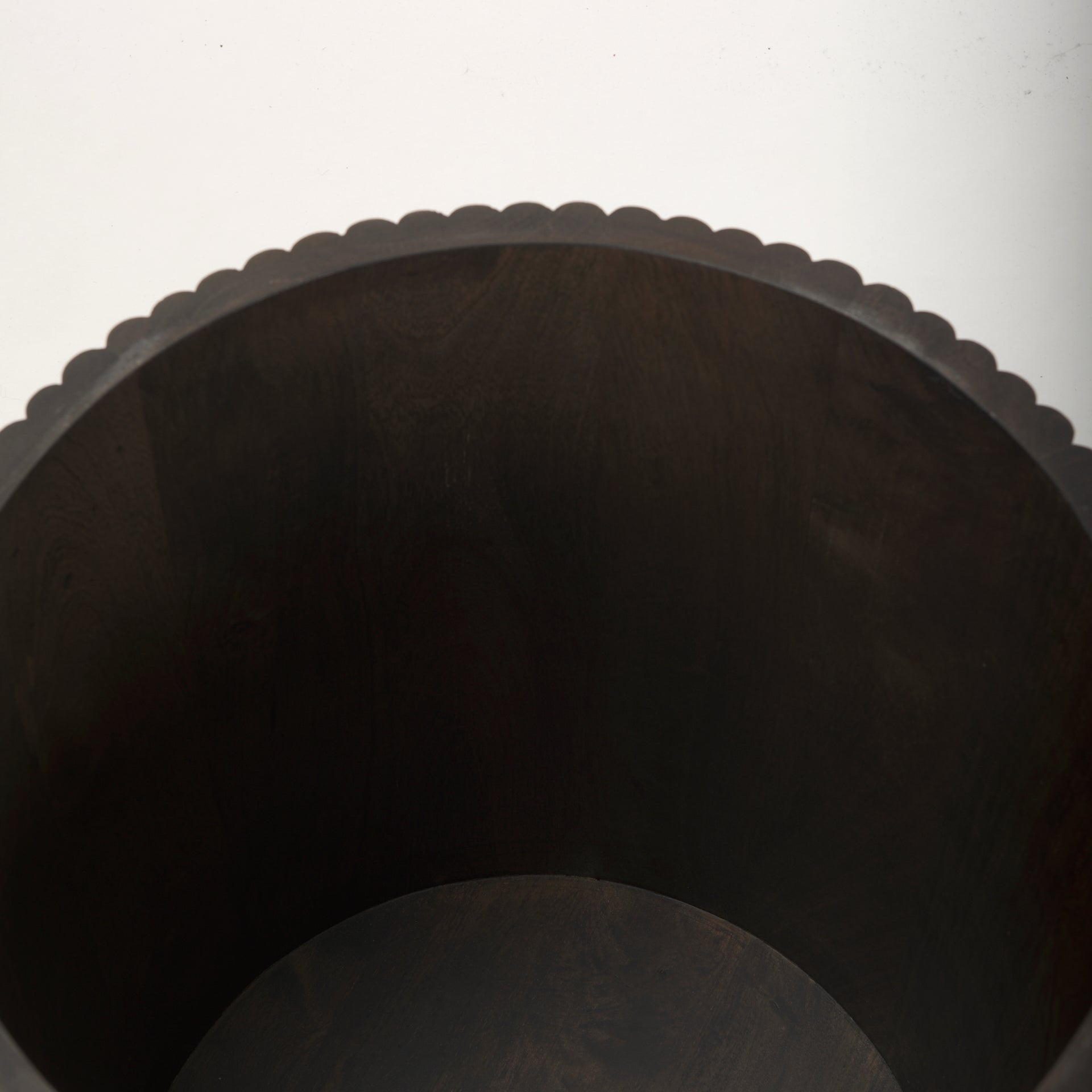 Terra 18L x 18W x 22H Dark Brown Wood Fluted Round Side Table - Central Designs