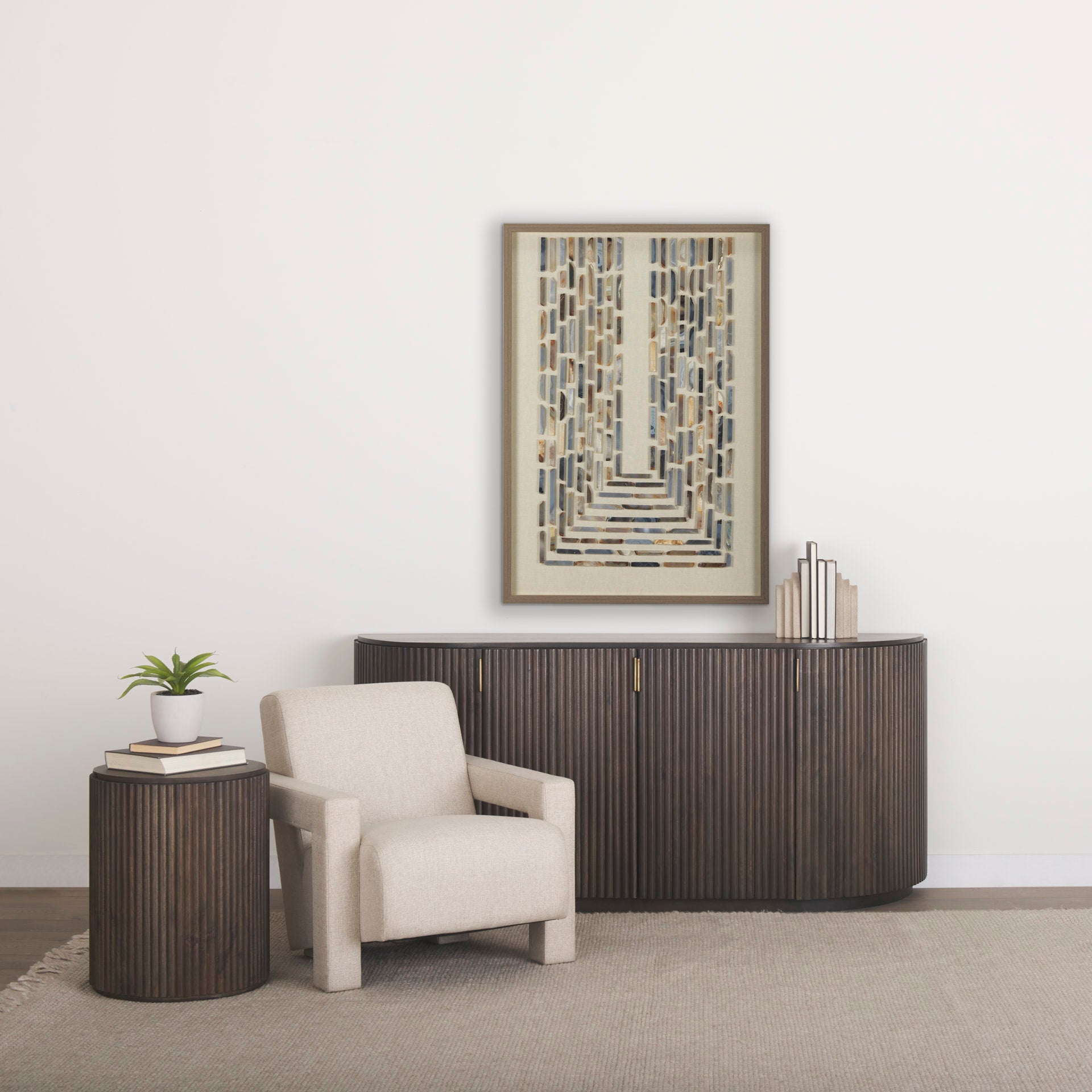 Terra 18L x 18W x 22H Dark Brown Wood Fluted Round Side Table - Central Designs