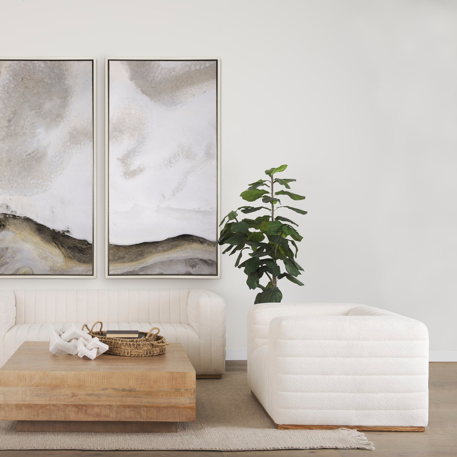 Ricciardo Cream Boucle Upholstered Arm Chair - Central Designs