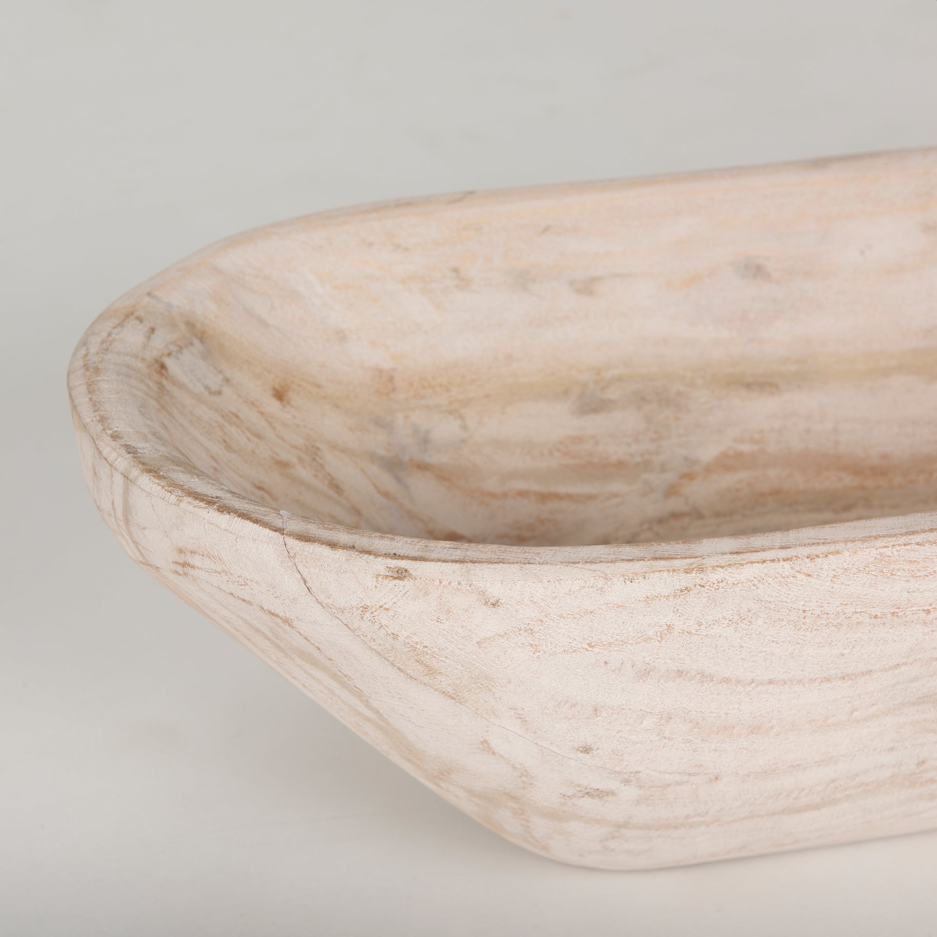 Athena Extra Large Oblong Light-Wash Reclaimed Wood Bowl