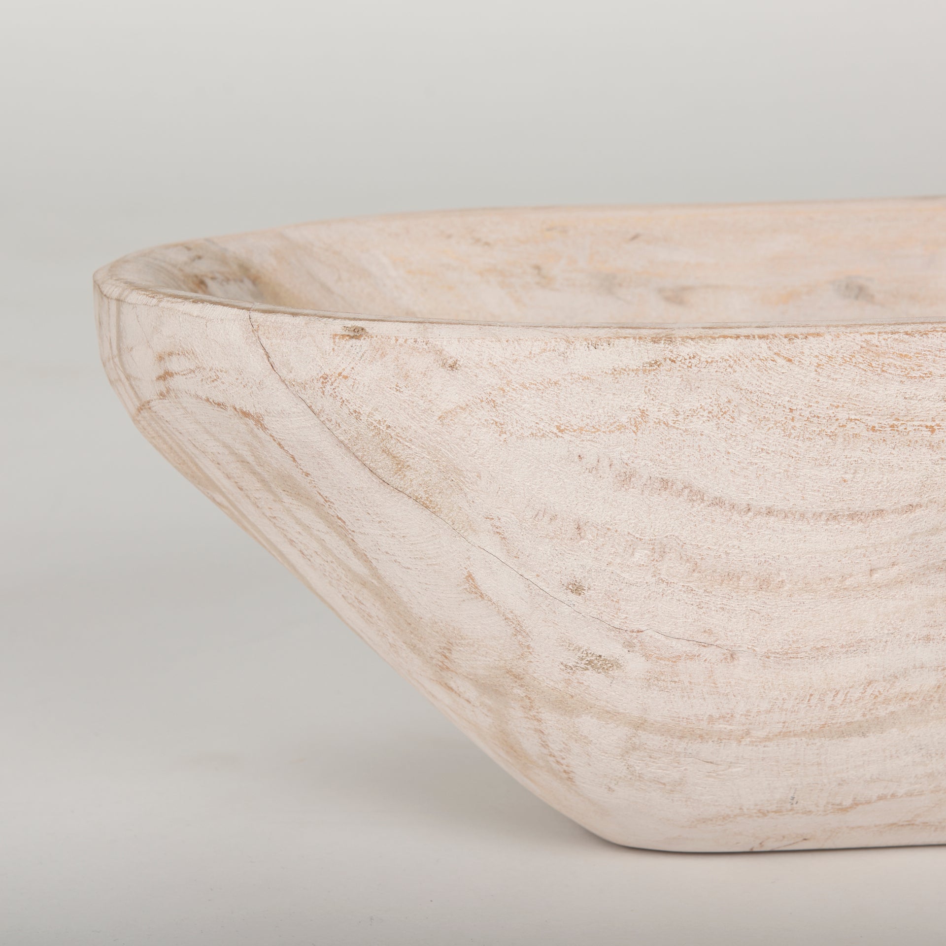 Athena Extra Large Oblong Light-Wash Reclaimed Wood Bowl