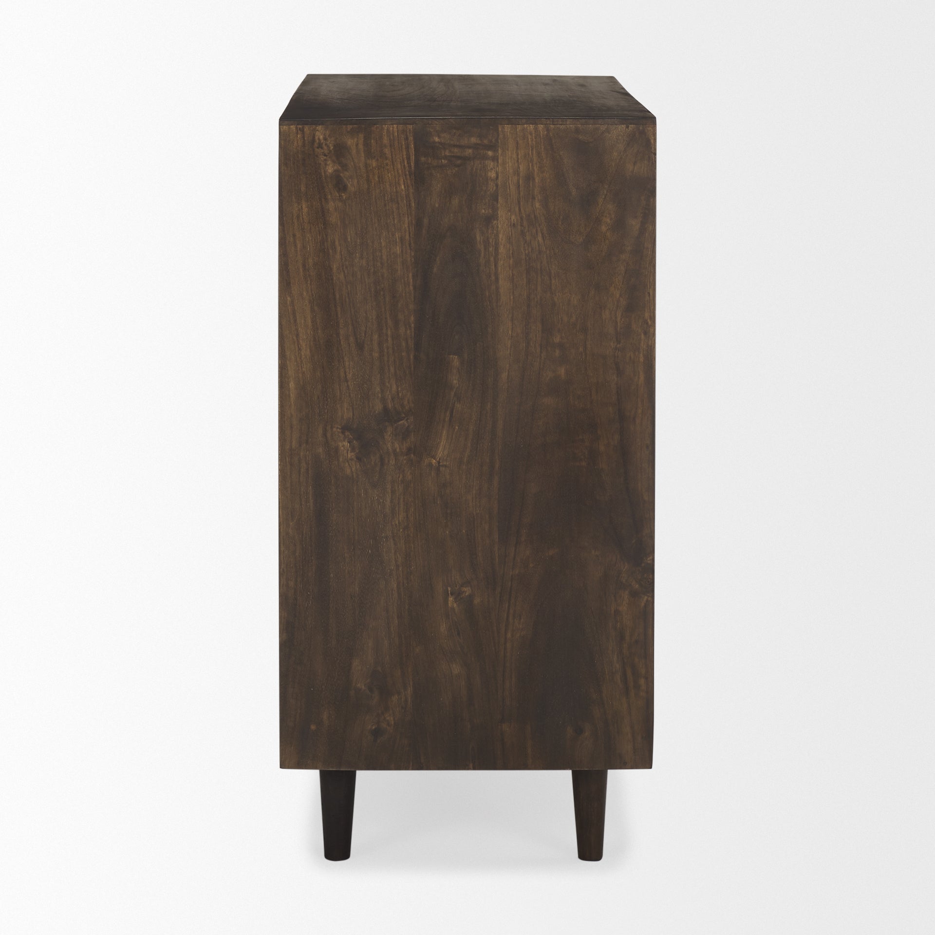 Tucker Dark Brown Wood w/ Carved Arch Pattern 2 Door Cabinet - Central Designs