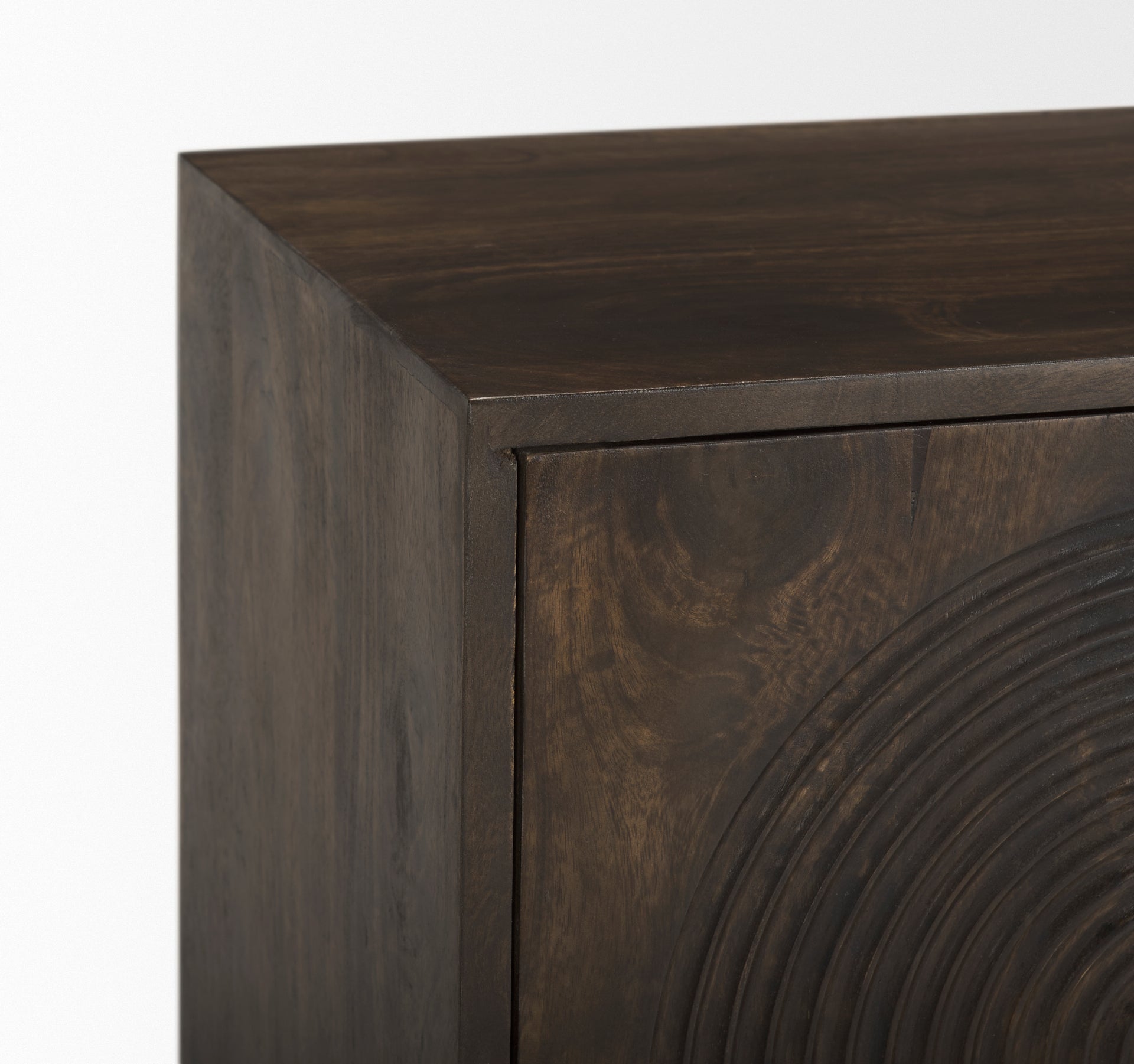 Tucker Dark Brown Wood w/ Carved Arch Pattern 2 Door Cabinet - Central Designs
