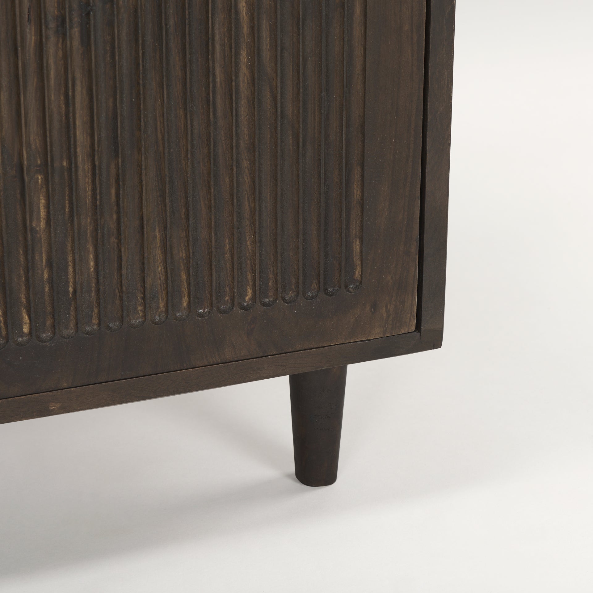 Tucker Dark Brown Wood w/ Carved Arch Pattern 2 Door Cabinet - Central Designs