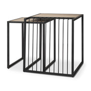 Miles Black Metal w/ Light Wood Nesting End/Side Table - Central Designs
