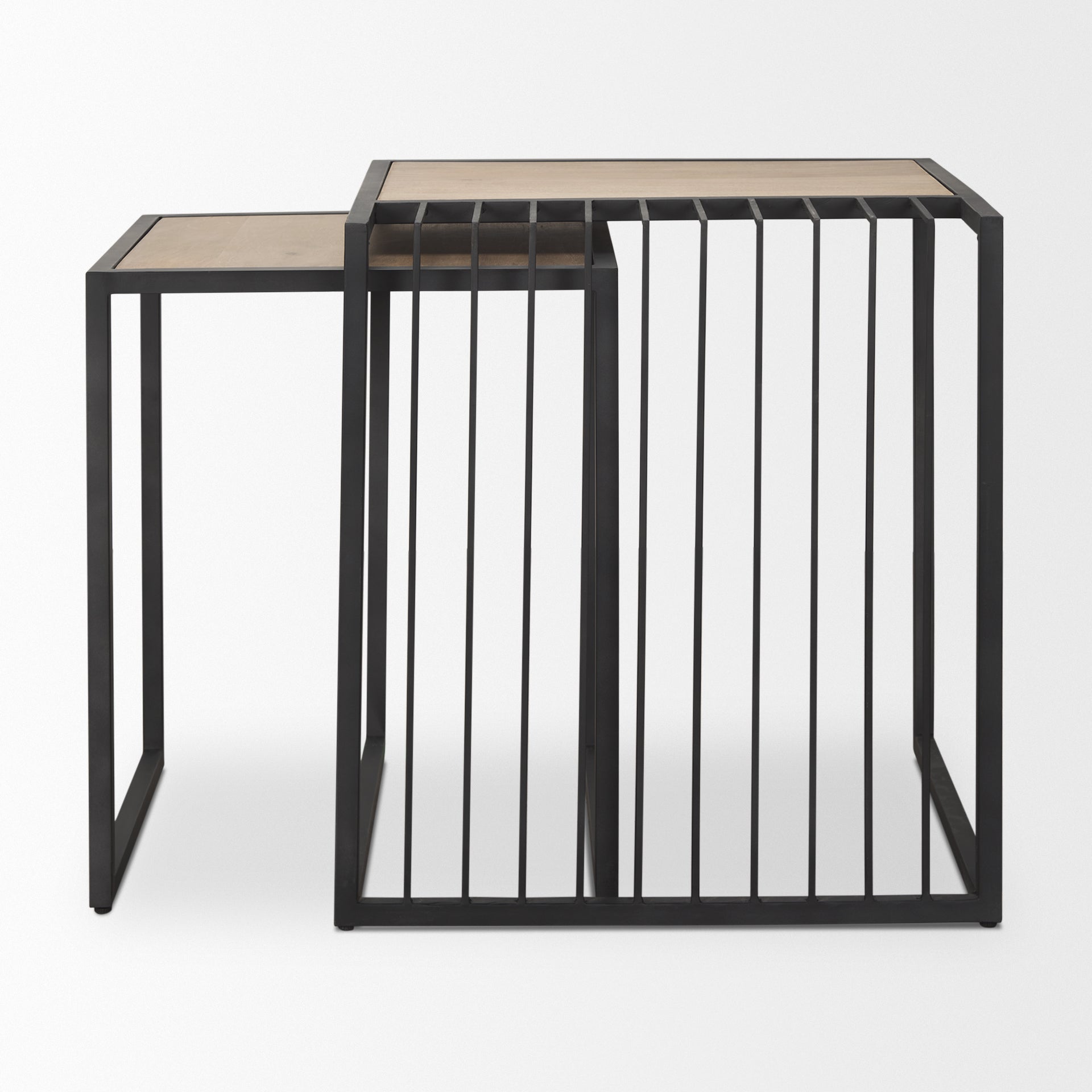 Miles Black Metal w/ Light Wood Nesting End/Side Table - Central Designs